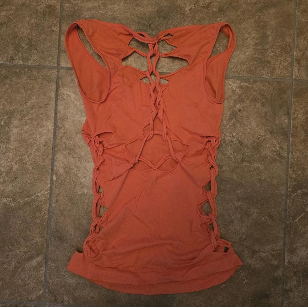 Designer Orange Vibrant Slashed Spandex Tank Size ONE SIZE - 2 Thumbnail