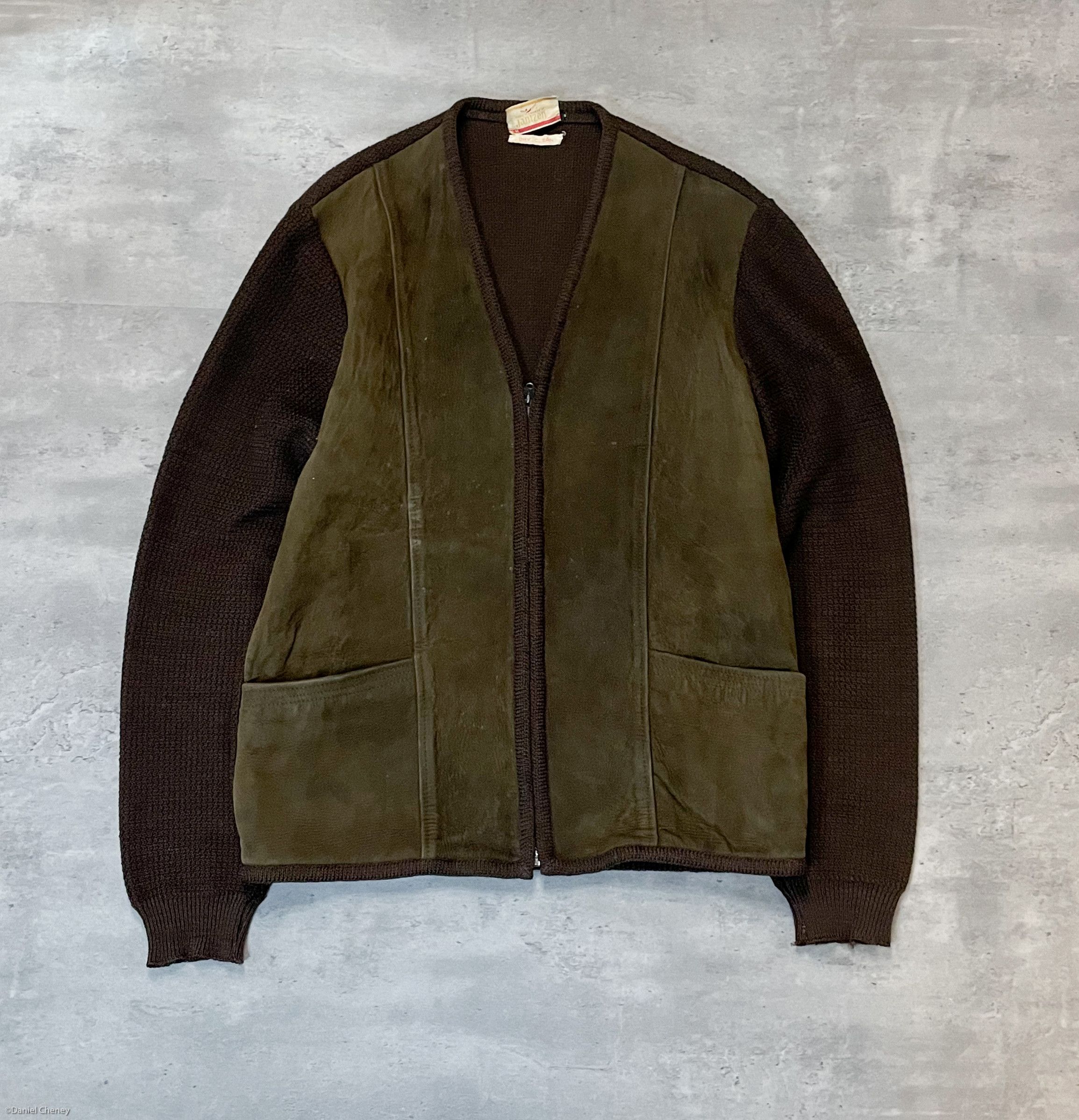 image of America x Cardigan Vintage 1960’S Jantzen Saude Wool Brown Cardigan in Brown/Brown (Size Medium)