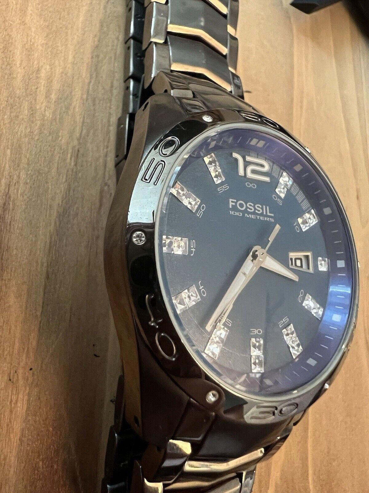 Fossil Fossil Blue Am-4117 Dark Gray Stainless Steel New Battery Size ONE SIZE - 3 Thumbnail
