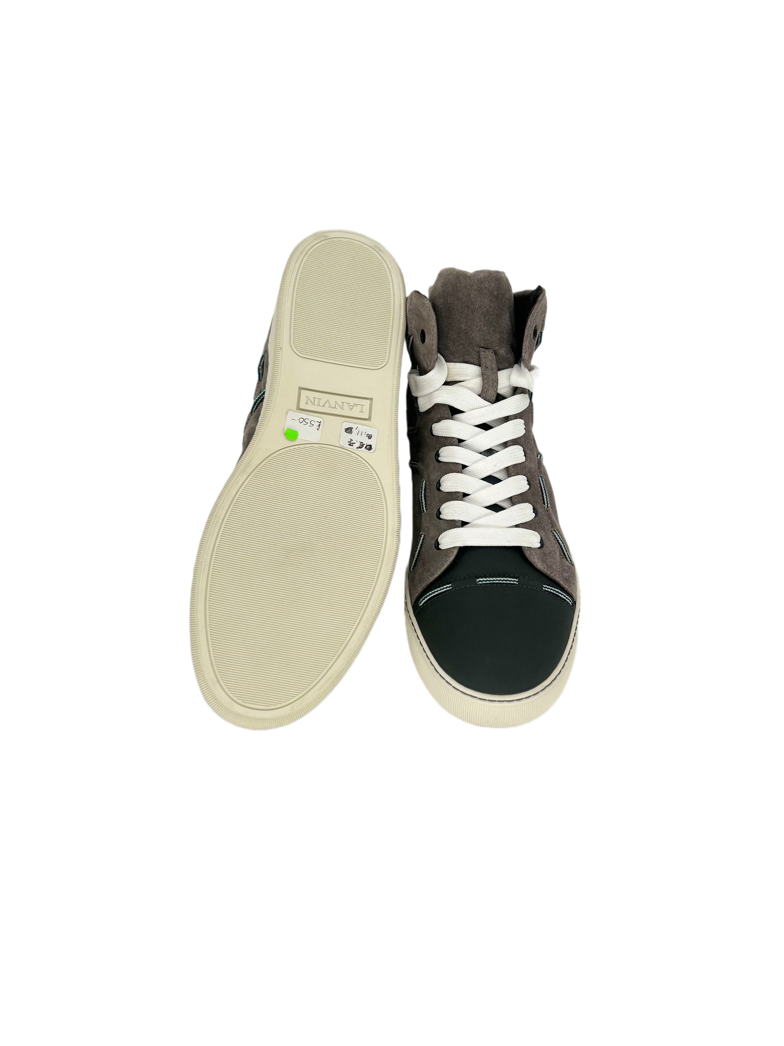 Lanvin Grey Suede Leather High Top Trainers Size US 12 / EU 45 - 5 Thumbnail