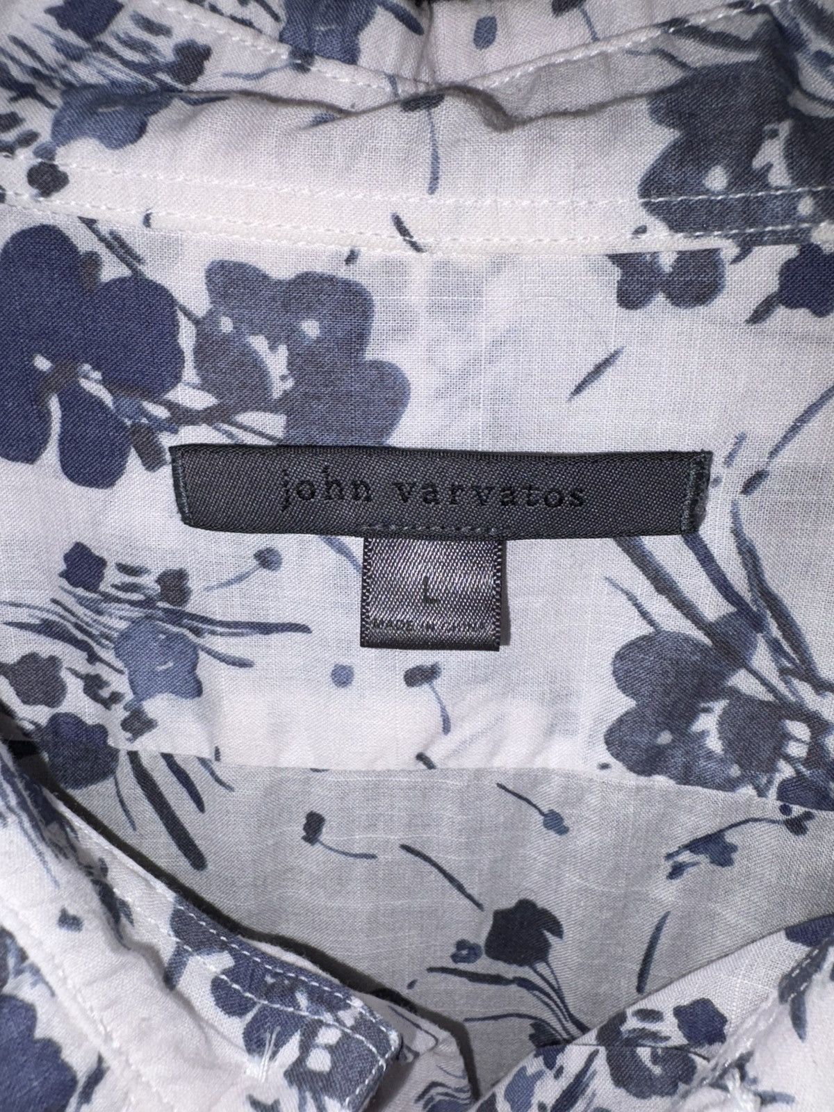 John Varvatos John Varvatos White Floral Button Down Size US L / EU 52-54 / 3 - 3 Thumbnail