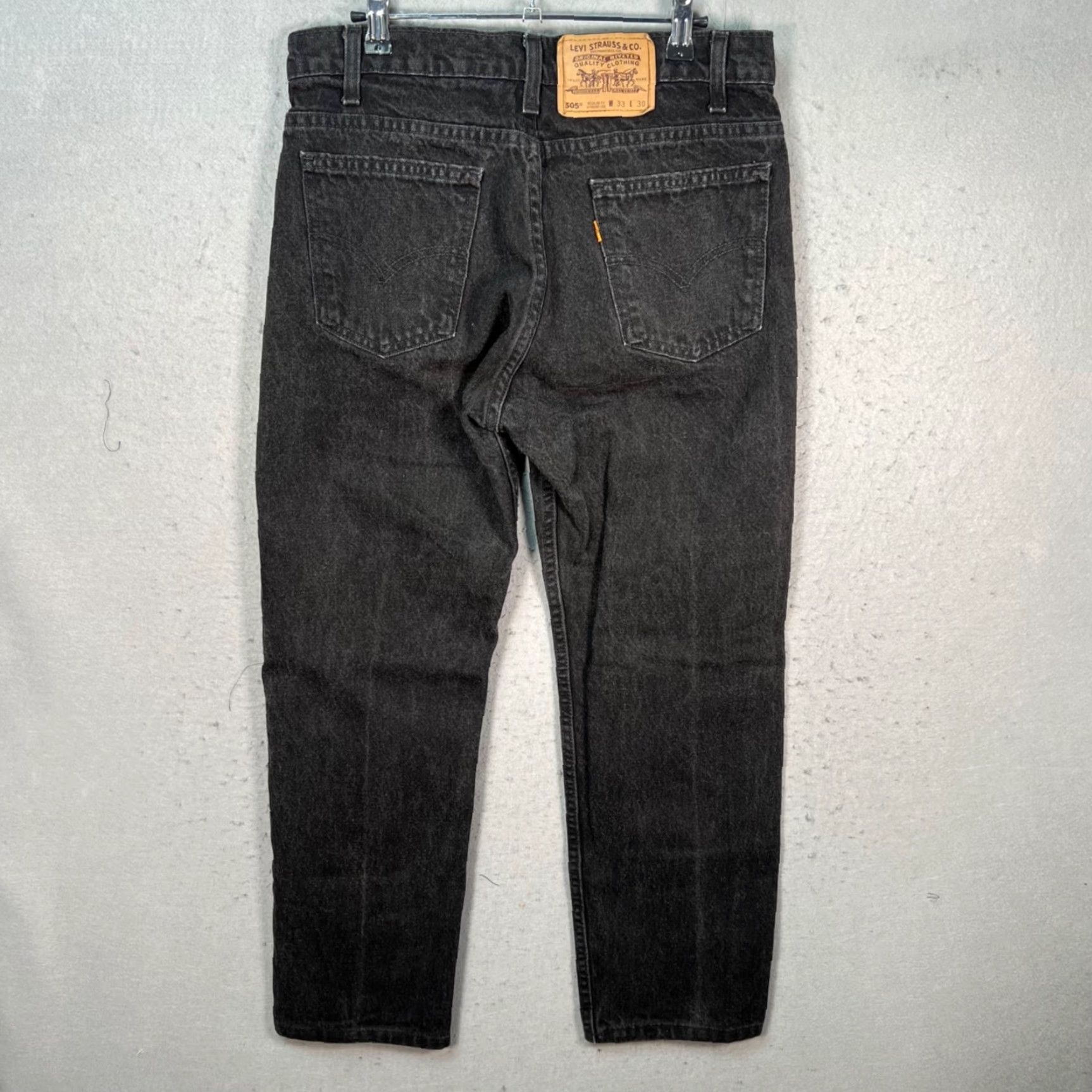 Levi's Levis 505 Jeans Mens Regular Fit Black Denim Straight Zip 33x27 5-Pocket Levi's 500 Series Vintage: No Womens/Mens? Size US 33 - 2 Thumbnail