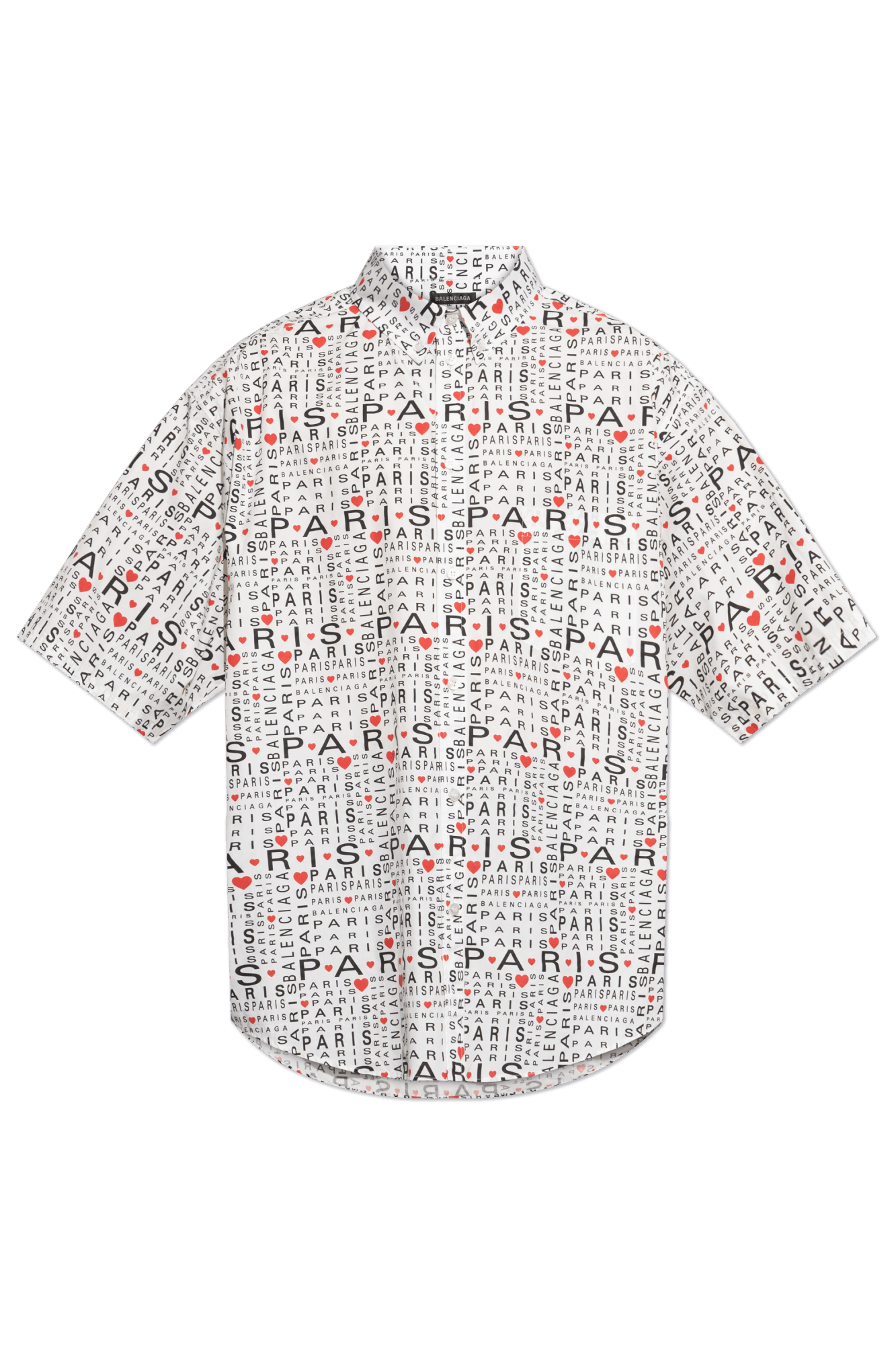 Balenciaga o1bcso1str1025 Love Paris Short Sleeve Large Fit Shirt Size US M / EU 48-50 / 2 - 1 Thumbnail