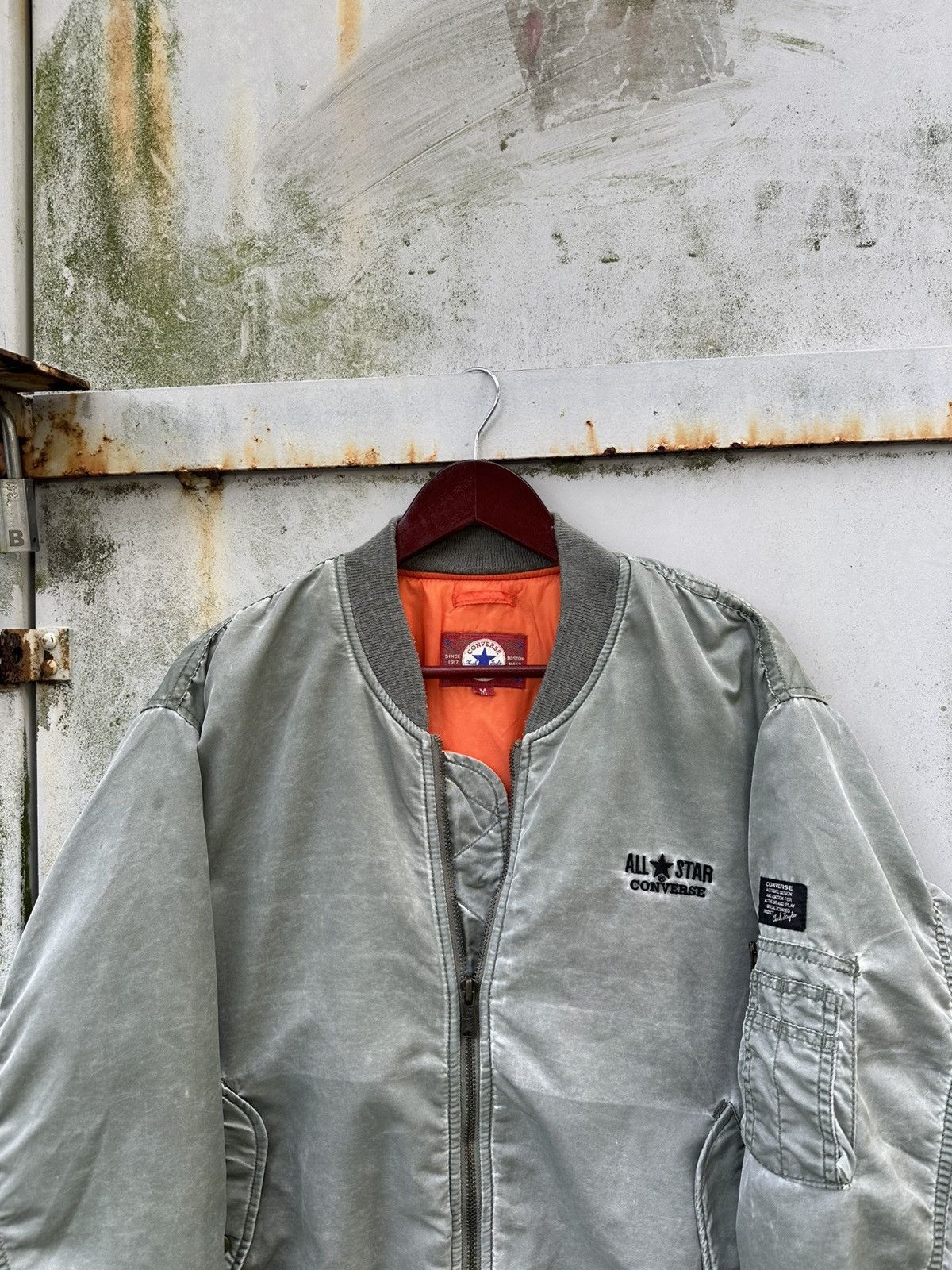 Vintage 👹Vintage Faded Converse MA-1 Cream Green Bomber Jacket Size US M / EU 48-50 / 2 - 5 Thumbnail