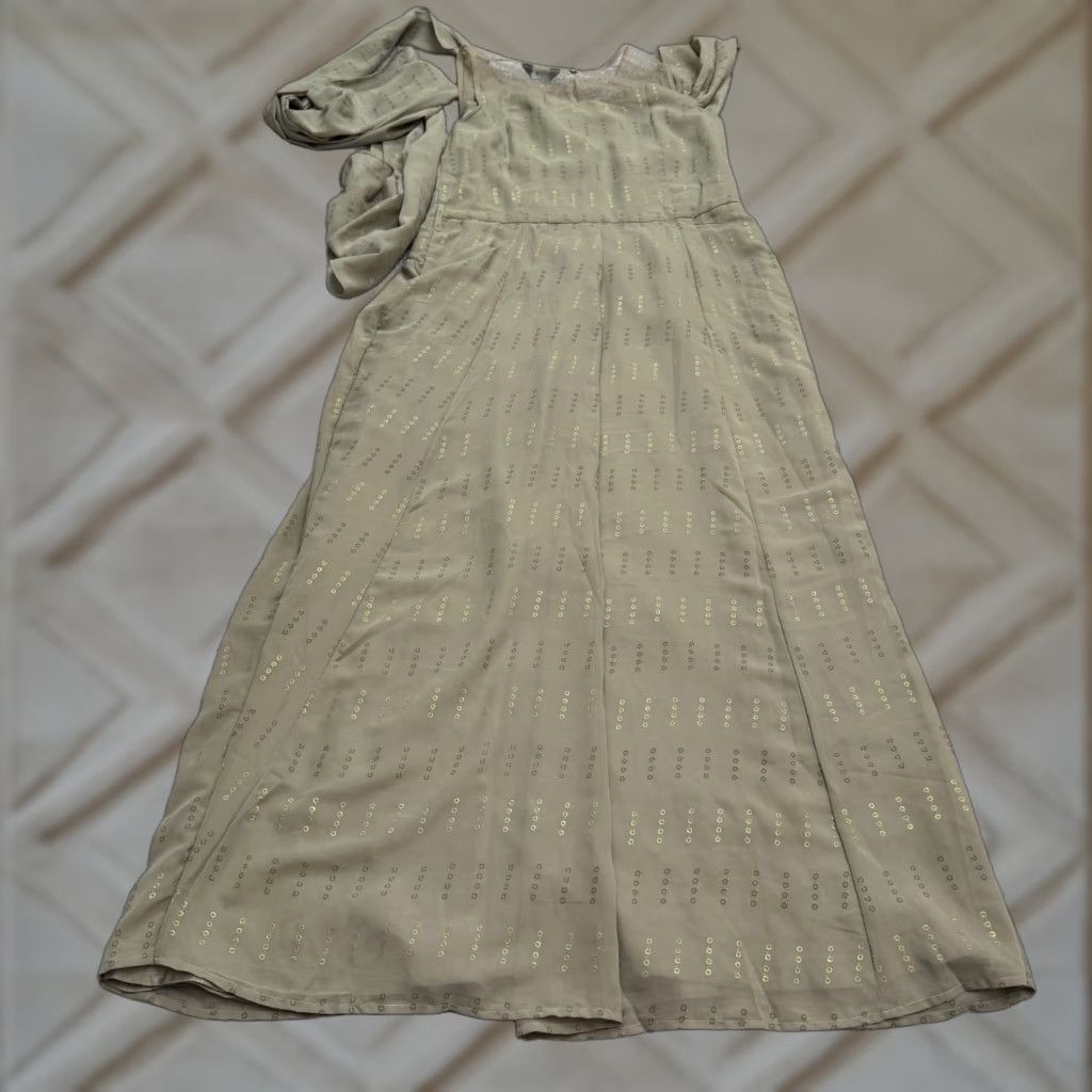 Vintage Indya Gold One Shoulder Maxi Dress Womens L Polka Dot Pleated Lined Formal Dress Modern Classic Size L / US 10 / IT 46 - 1 Thumbnail