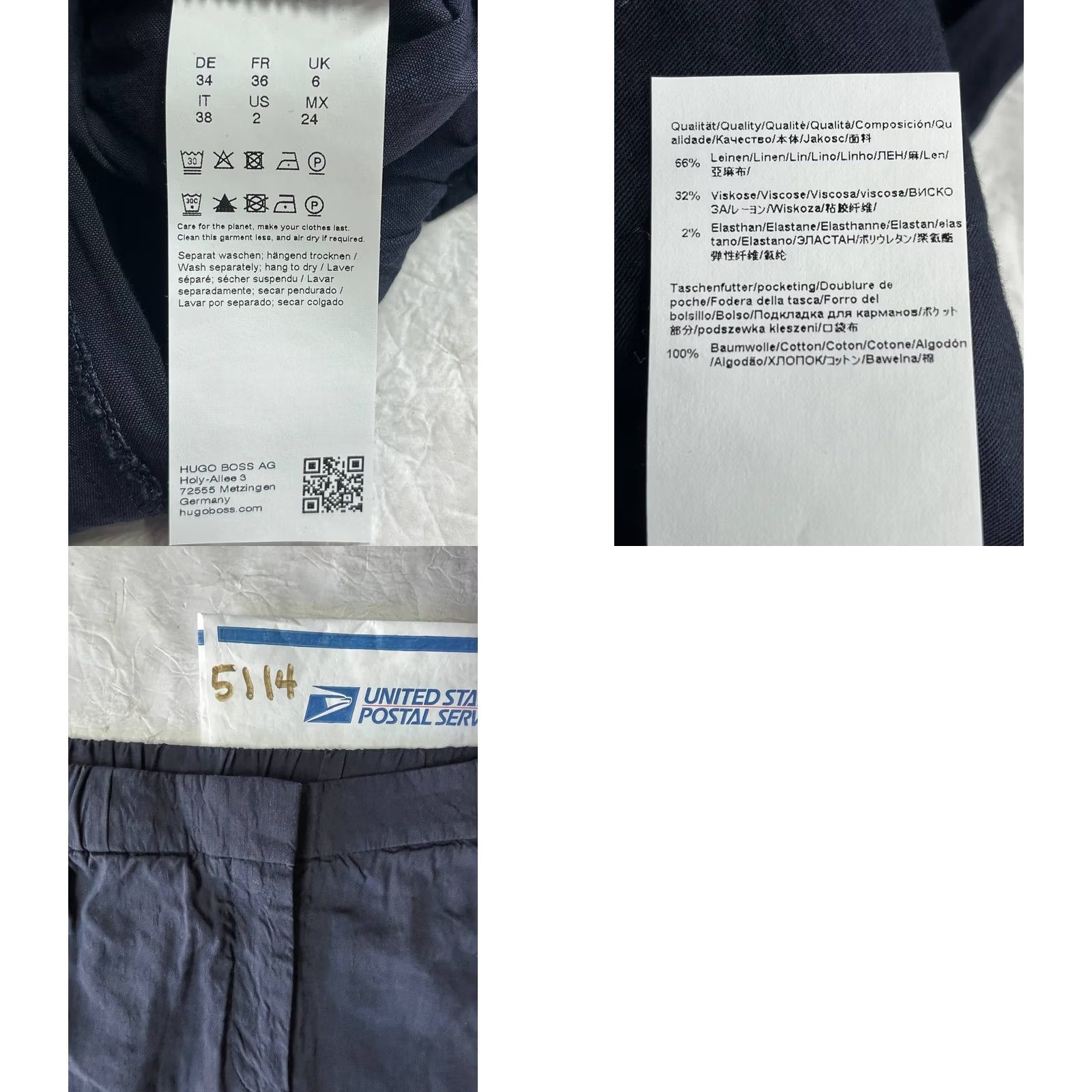 Vintage BOSS Linen Blend Blue Dress Pants Women Size 2 Wide-Leg See Pics Size 26" / US 2 / IT 38 - 9 Thumbnail