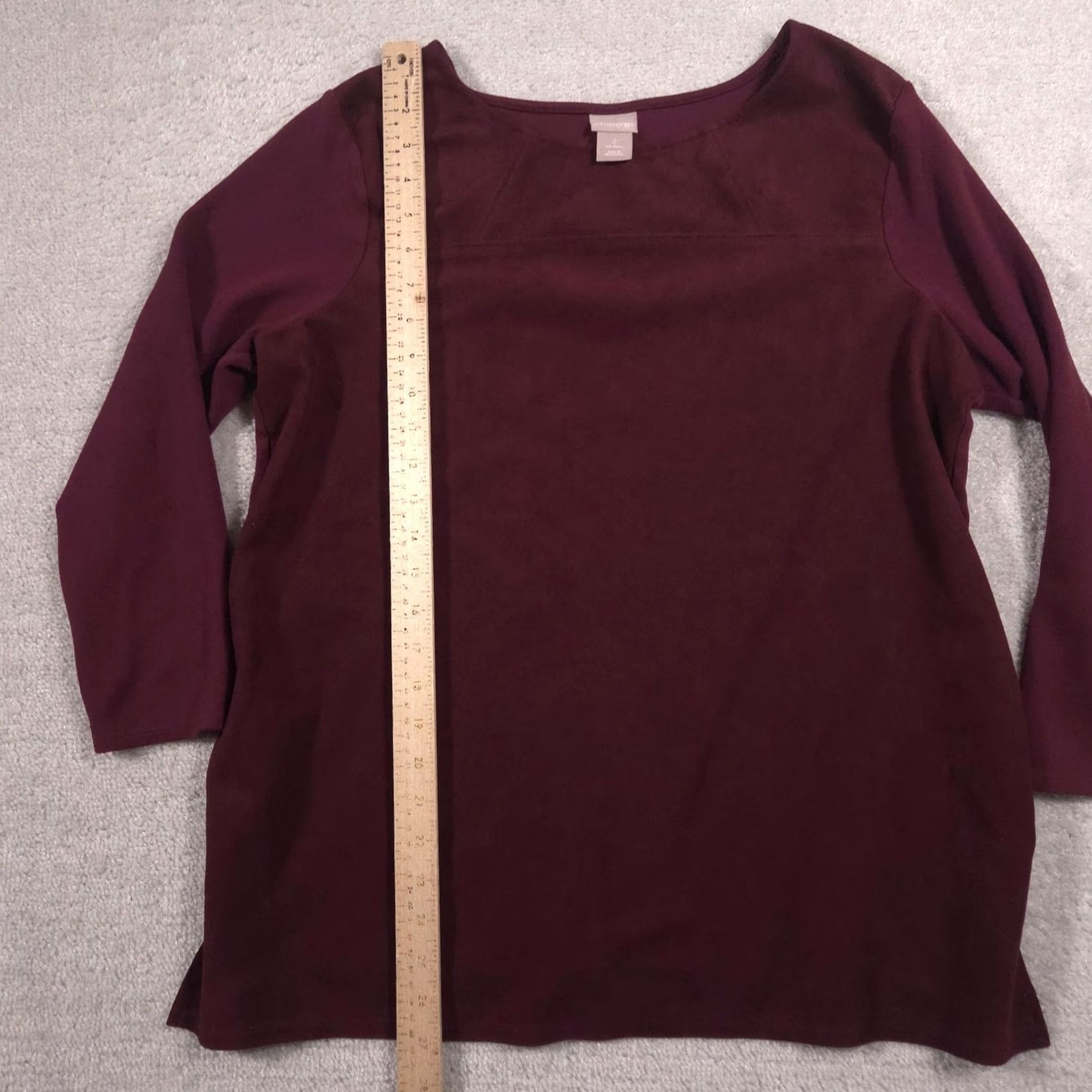 Vintage Chico's Shirt Womens Large Red Boat Neck 3/4 Sleeve Tunic Top Knit Solid Size L / US 10 / IT 46 - 6 Thumbnail