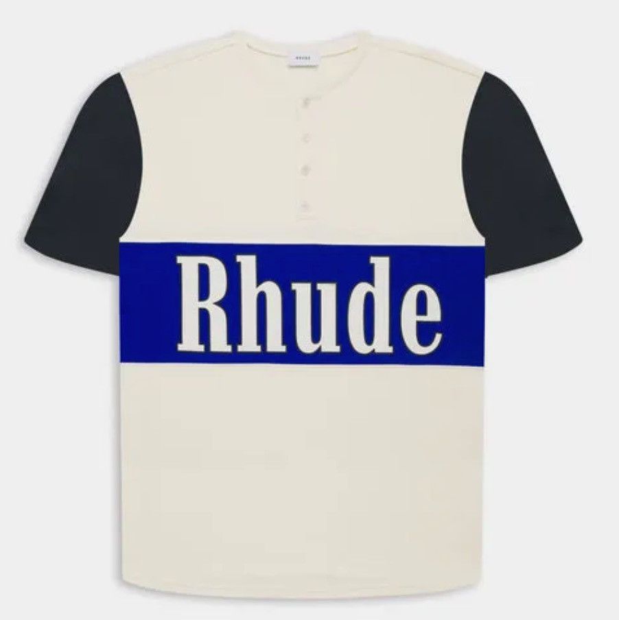 RHUDE PANEL HENLEY CREAM/ BLUE