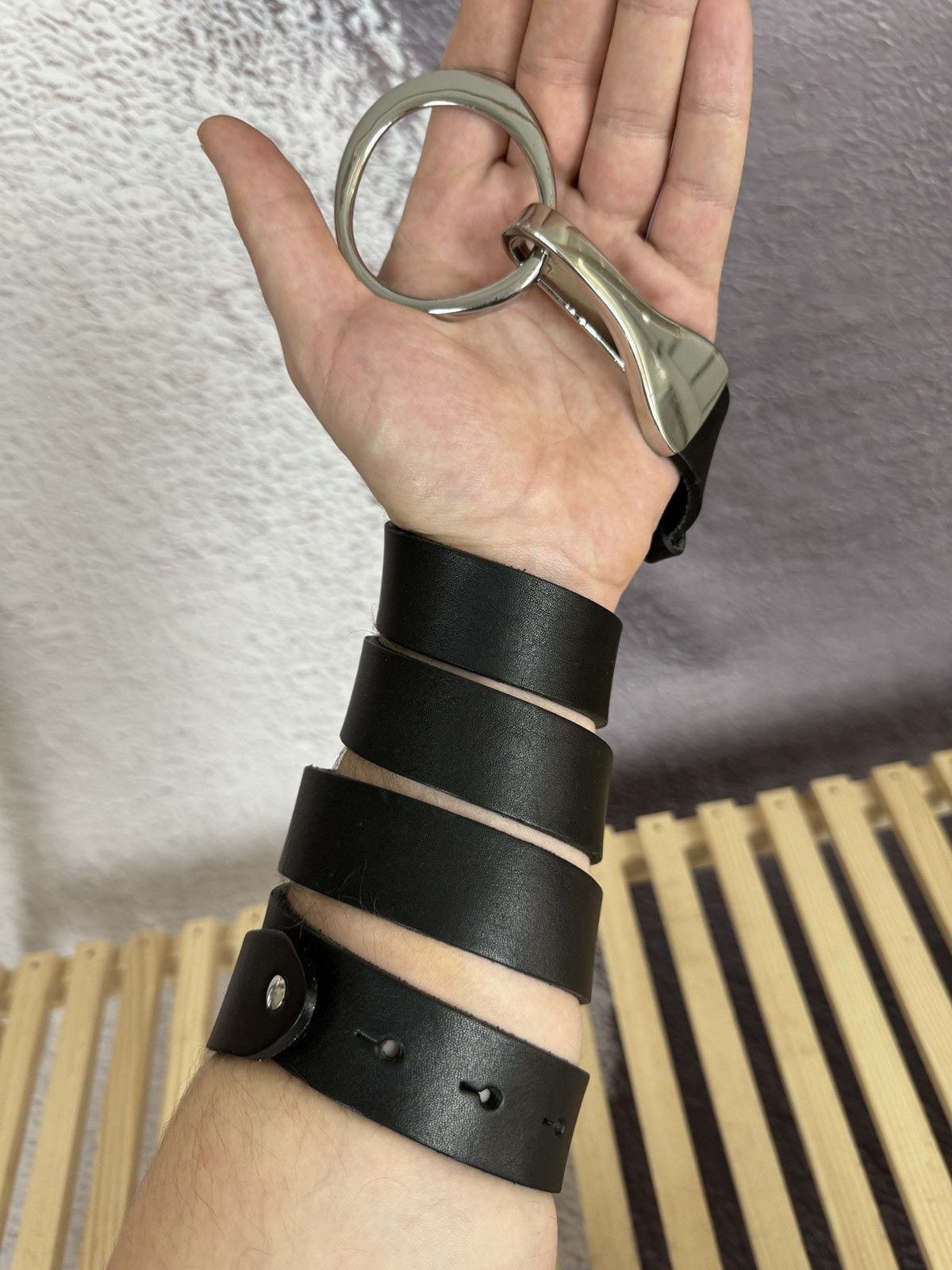 Genuine Leather Weinmann Black leather belt bb Simons Size 40 - 2 Thumbnail