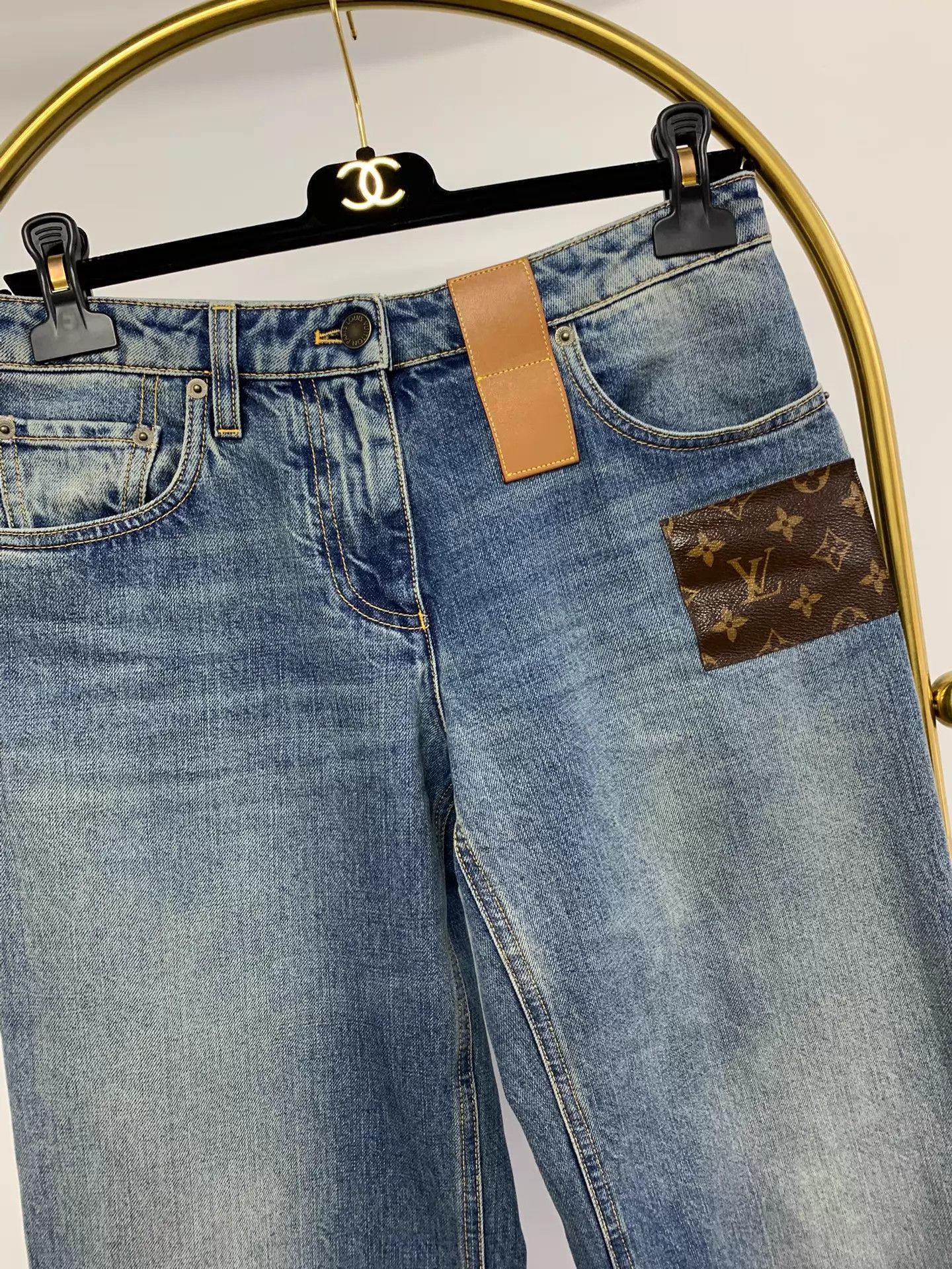 Louis Vuitton LV Monogram Paneled Jeans 38 Size 27" / US 4 / IT 40 - 2 Thumbnail