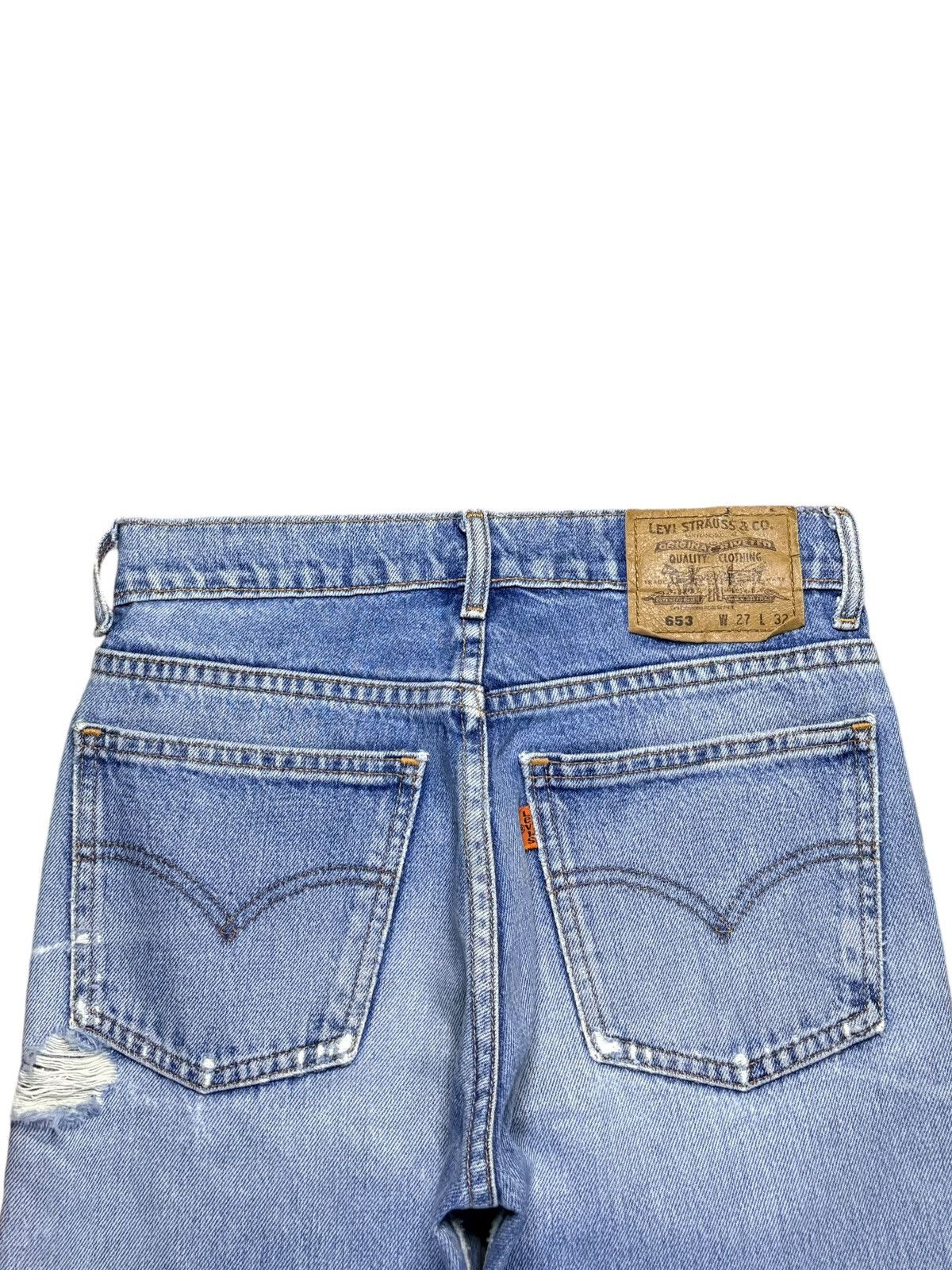 Levi's Vintage 90s Levis 653 Orange Tab Blue Wash Distressed Jeans Size US 28 / EU 44 - 8 Thumbnail