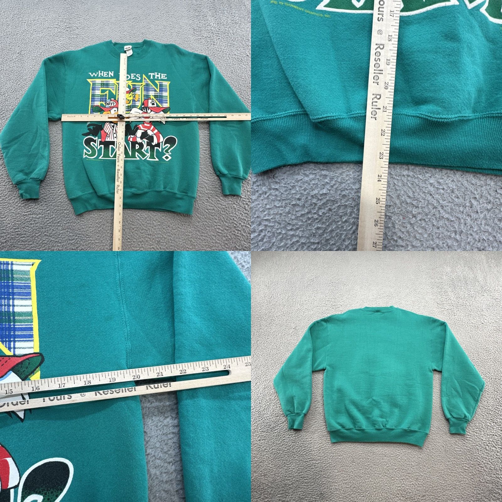 Vintage VINTAGE Looney Tunes Crewneck Shirt Mens M Green USA Daffy Tweety 1990s Size US M / EU 48-50 / 2 - 8 Thumbnail