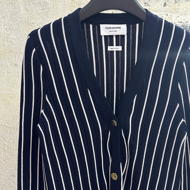 Thom Browne Thom Browne Blue and green striped gold button sweater Size XS / US 0-2 / IT 36-38 - 4 Thumbnail