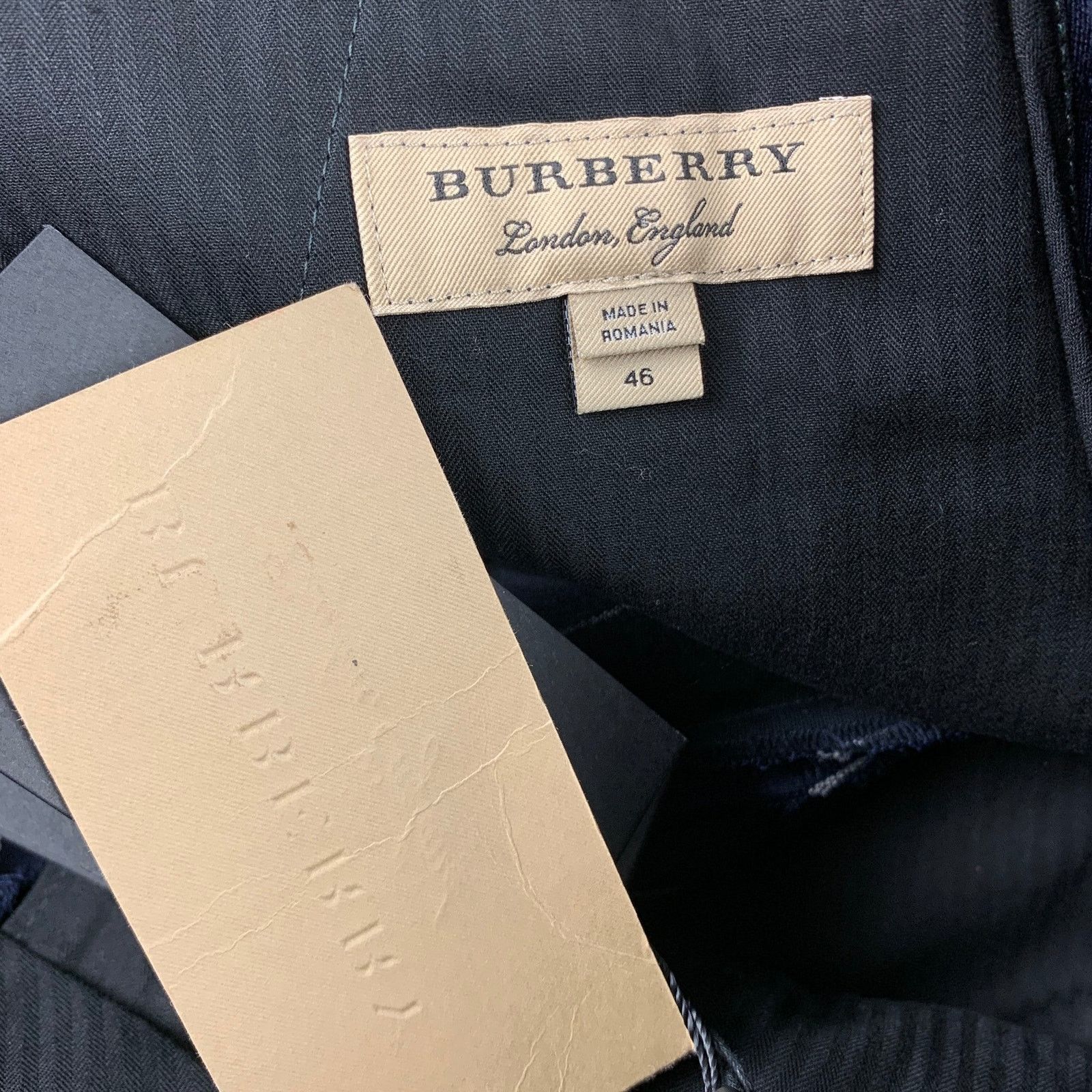 Burberry Regular Green & Navy Vertical Stripe Wool/Cotton Notch Lapel Size 36R - 11 Thumbnail