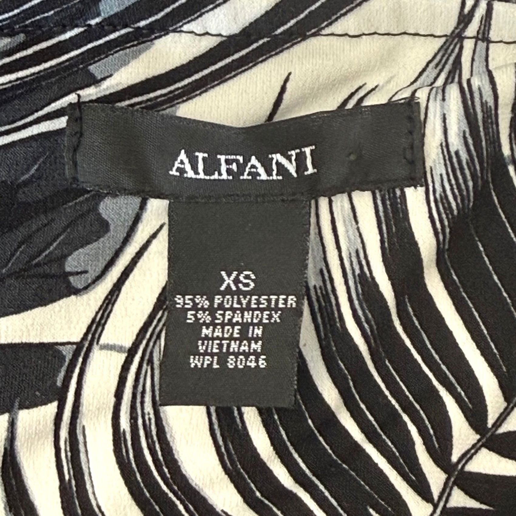 Alfani Alfani Tank Top XS Black White Tropical Palm Leaf Print Stretch Jersey Sleeveless High Neck Womens Size XS / US 0-2 / IT 36-38 - 3 Thumbnail