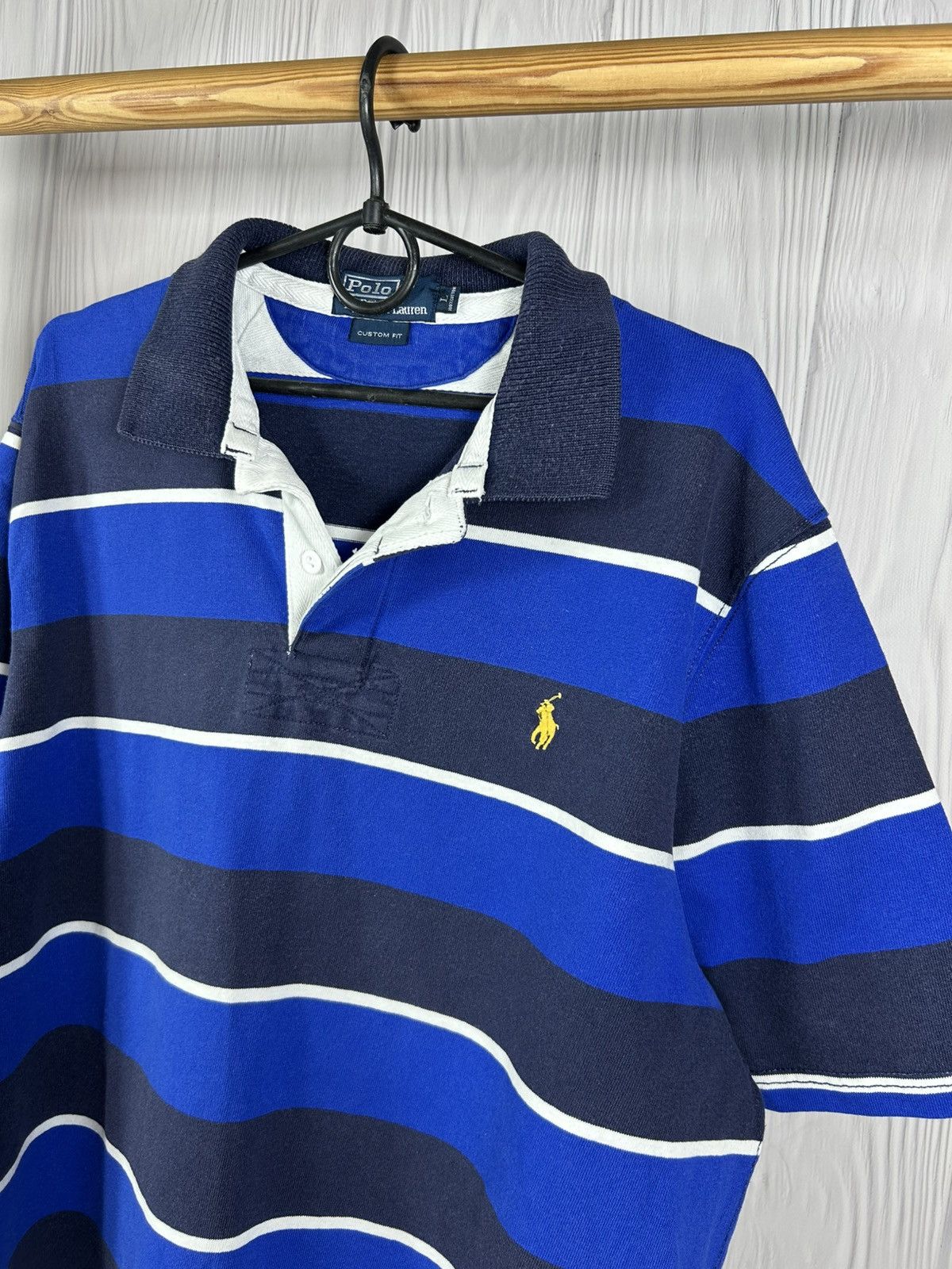 Polo Ralph Lauren Vintage Polo Ralph Lauren Stripped Polo Heavy Cotton Size L Size US L / EU 52-54 / 3 - 3 Thumbnail