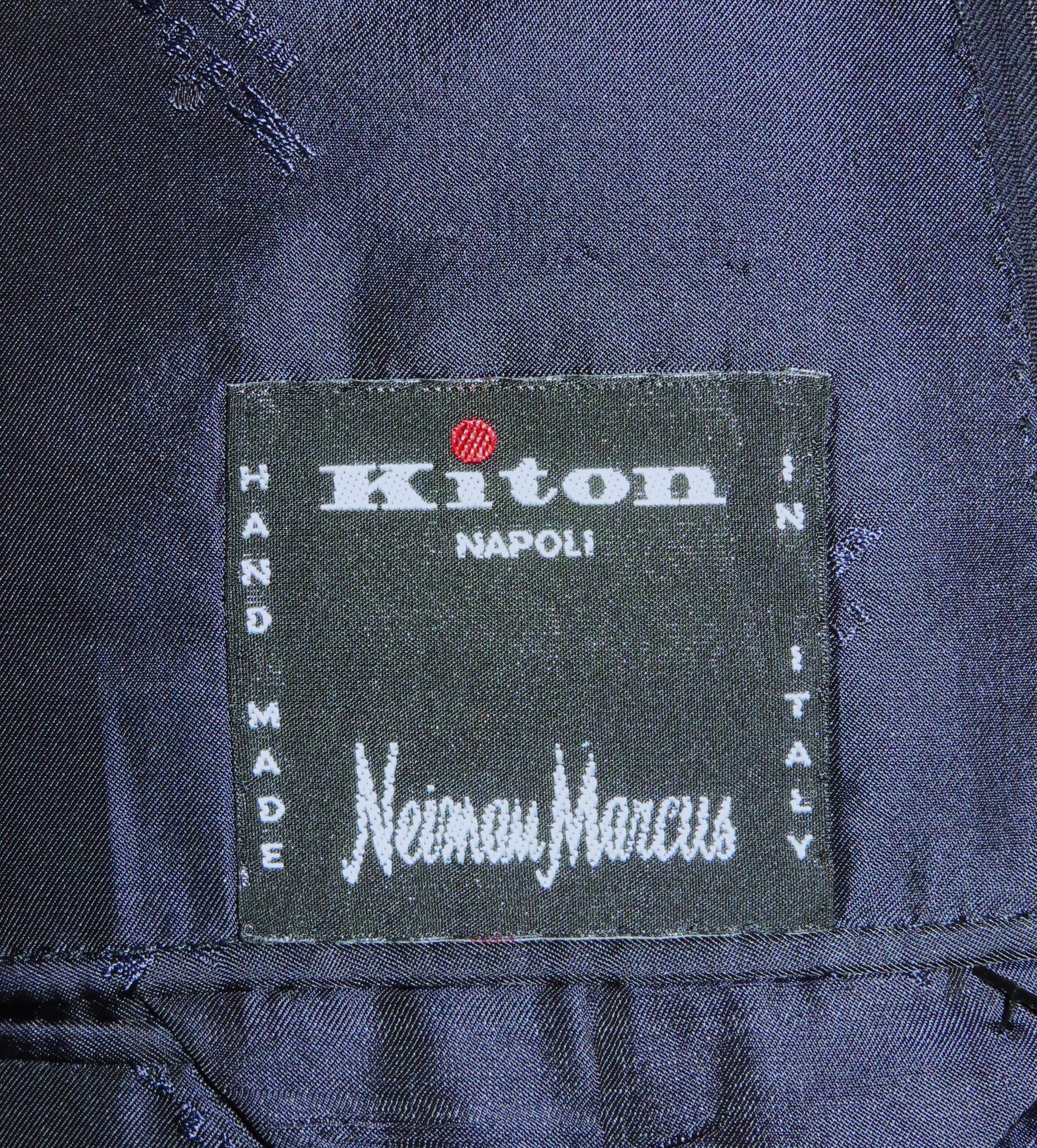 Kiton Super 180 Navy Striped Hand Made Three Button Suit 46S Size 46S - 17 Thumbnail