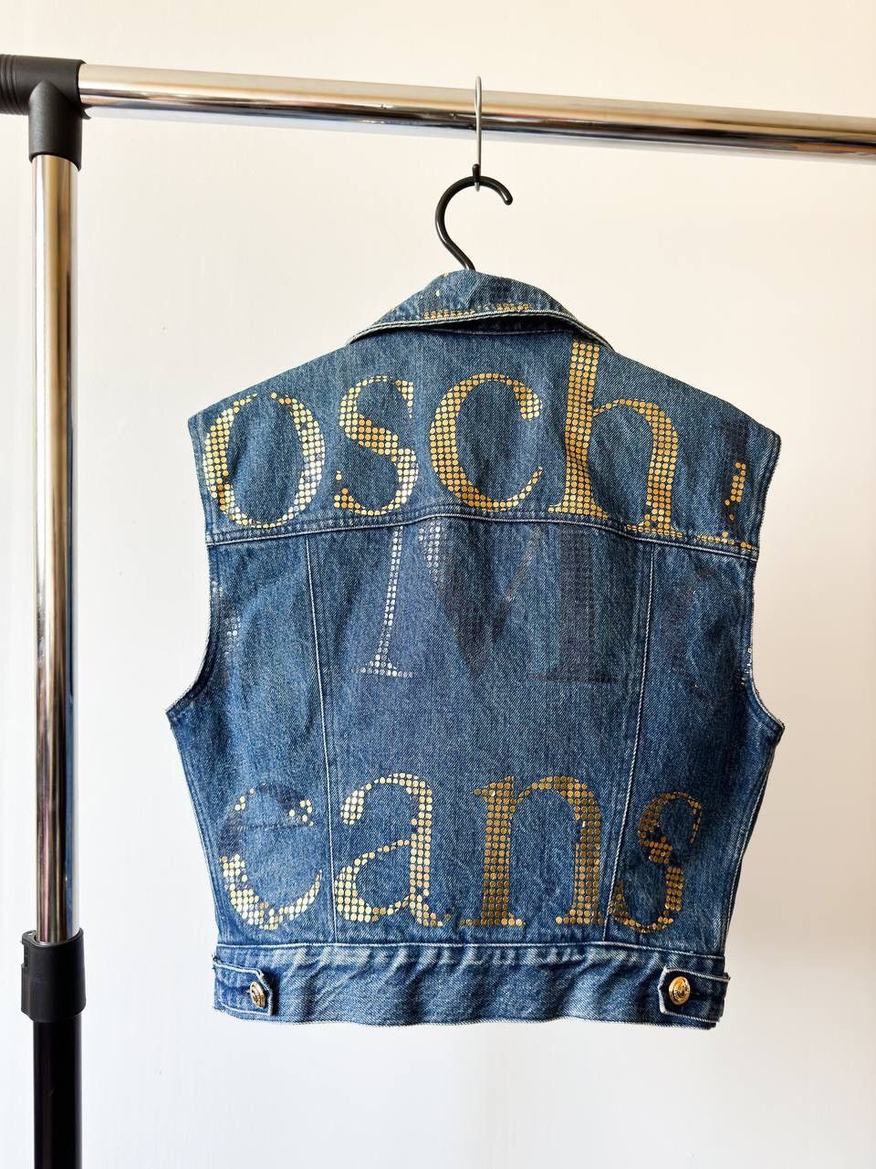 Moschino Moschino Vintage Rhinestones Details Denim Vest Jacket Size M / US 6-8 / IT 42-44 - 3 Thumbnail