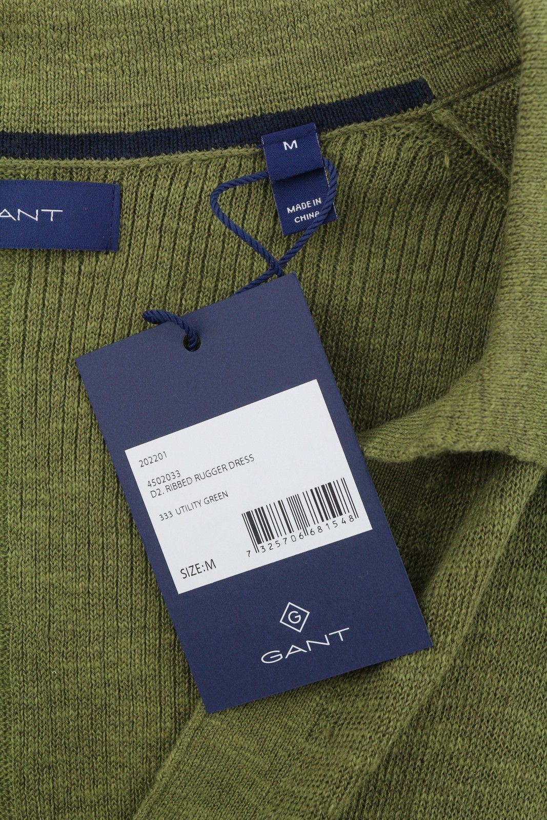 Gant RIBBED RUGGER M Utility Green Melange Linen 88115 Size M / US 6-8 / IT 42-44 - 6 Thumbnail