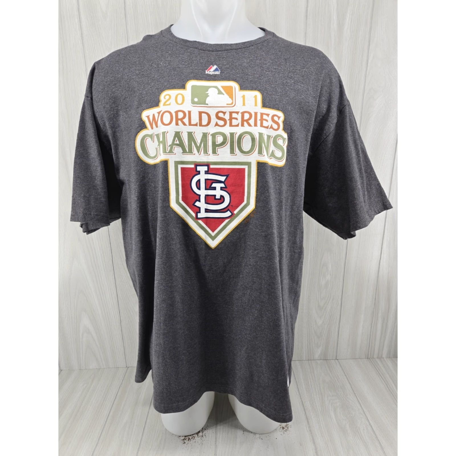 Vintage VINTAGE St. Louis Cardinals 2011 World Series Champions T-Shirt 2XL Gray Mens Short Sleeve Crew Neck Graphic Print Majestic Size US XXL / EU 58 / 5 - 2 Thumbnail