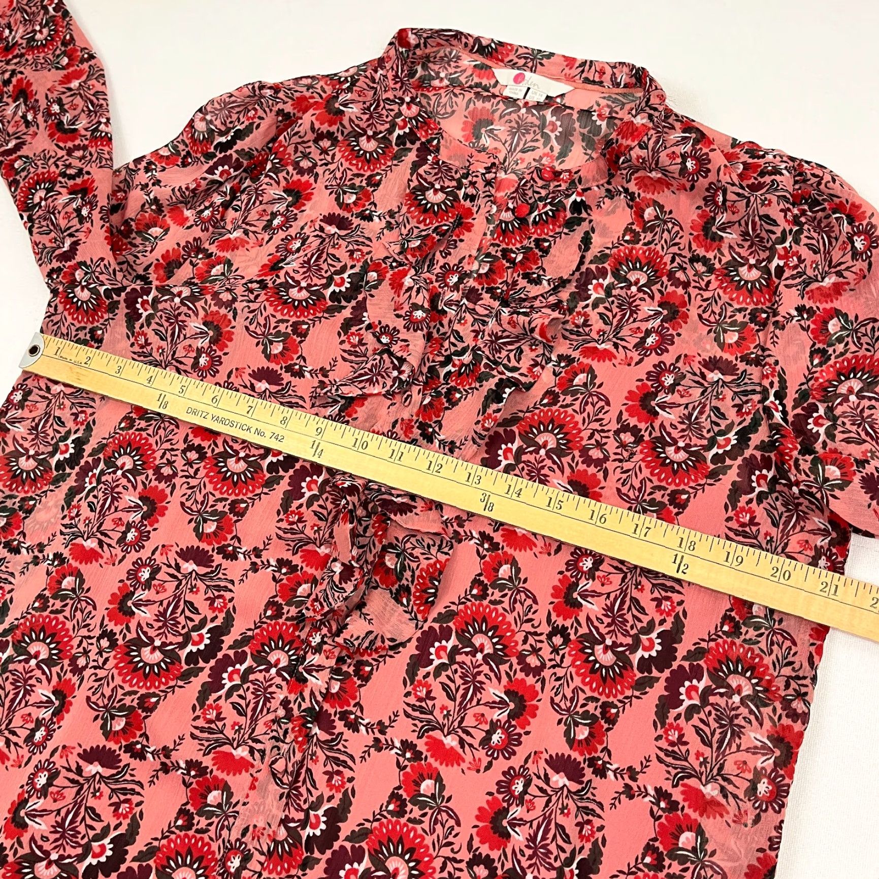 Boden VINTAGE Boden Blouse W/ Tank Top Womens UK 14 / US 10 Pink Red Floral Sheer Ruffle Boho Size L / US 10 / IT 46 - 5 Thumbnail