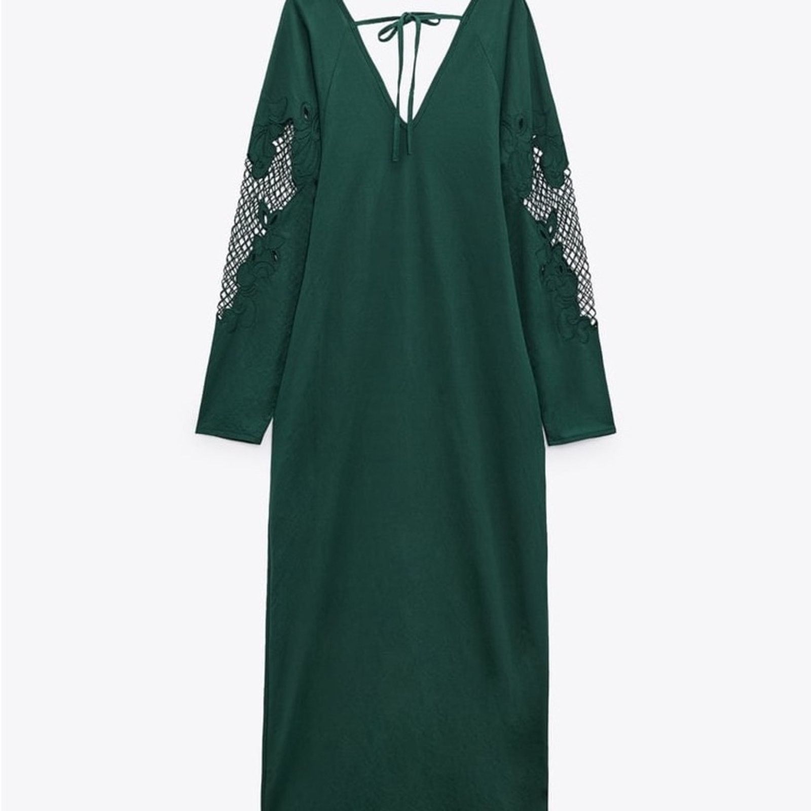 ZARA EMBROIDERED DRESS DARK GREEN - wpequipmentugltd.com