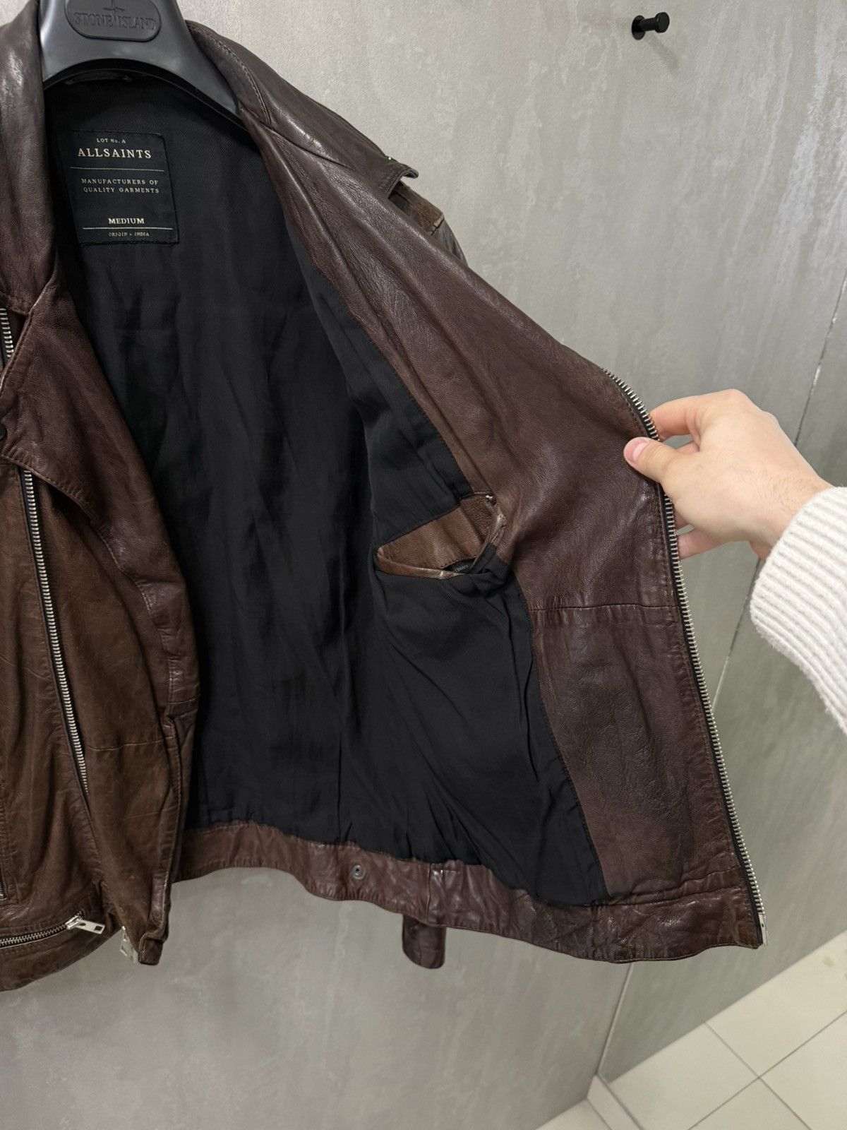 Allsaints AllSaints distressed Conroy Leather Biker Jacket, Oxblood Size US M / EU 48-50 / 2 - 17 Thumbnail