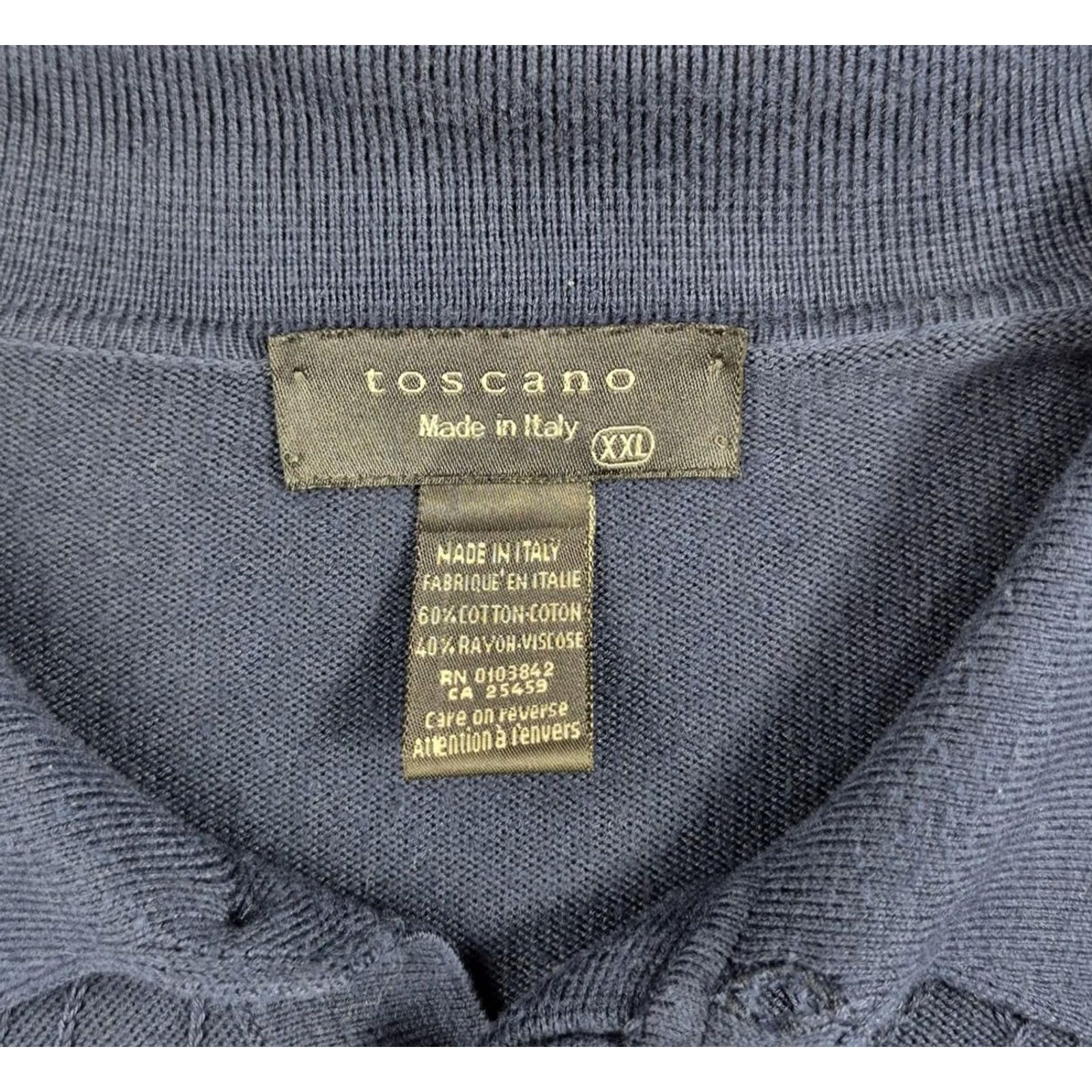 Vintage Toscano Mens 2XL Blue Argyle Knit Pullover Sweater Collared Cotton Rayon Made Italy Size US XXL / EU 58 / 5 - 5 Thumbnail