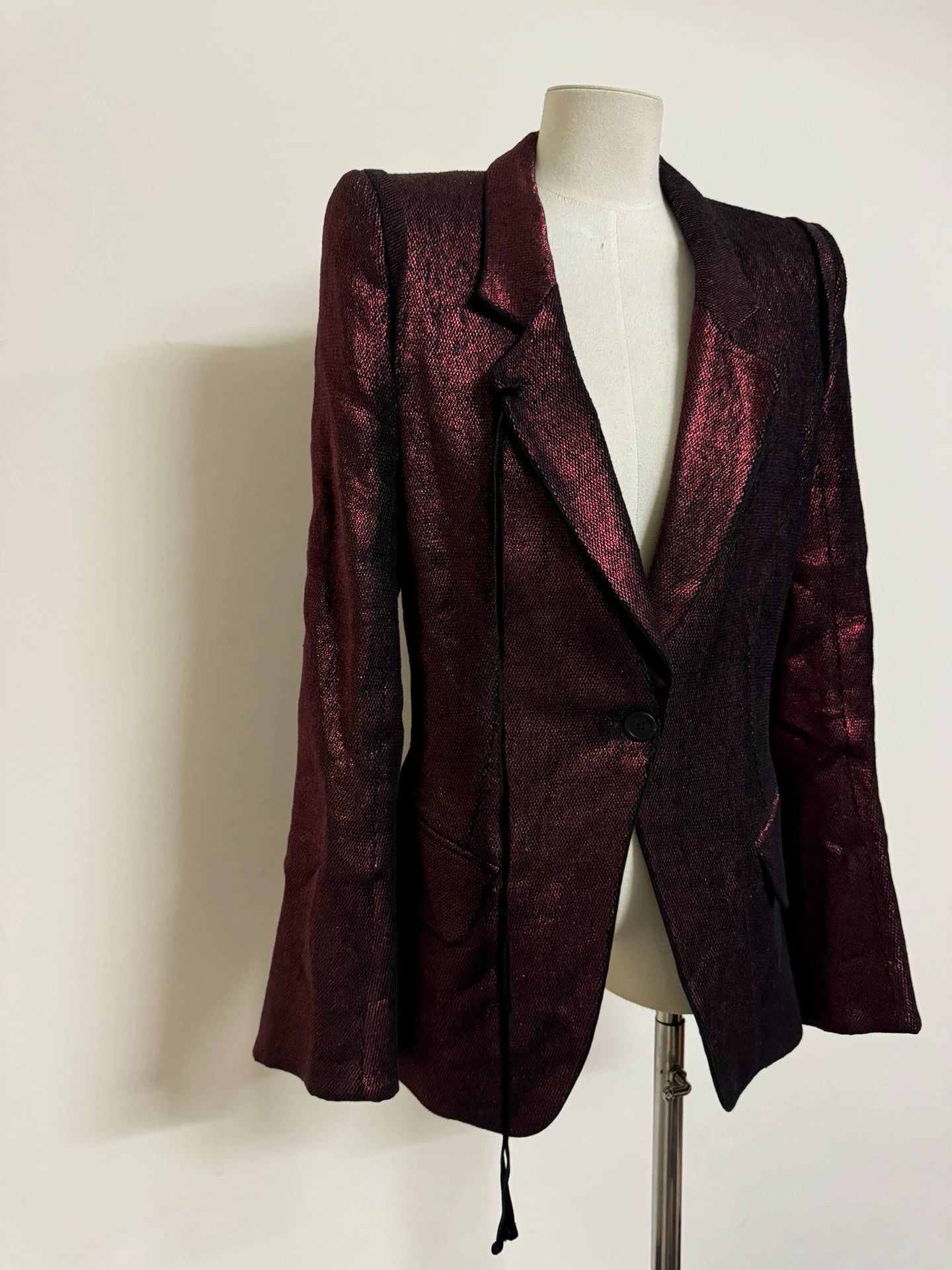 Ann Demeulemeester AnnDemeulemeester Dark Red Ribbon Blazer 38 Shimmer Size XS / US 0-2 / IT 36-38 - 7 Thumbnail