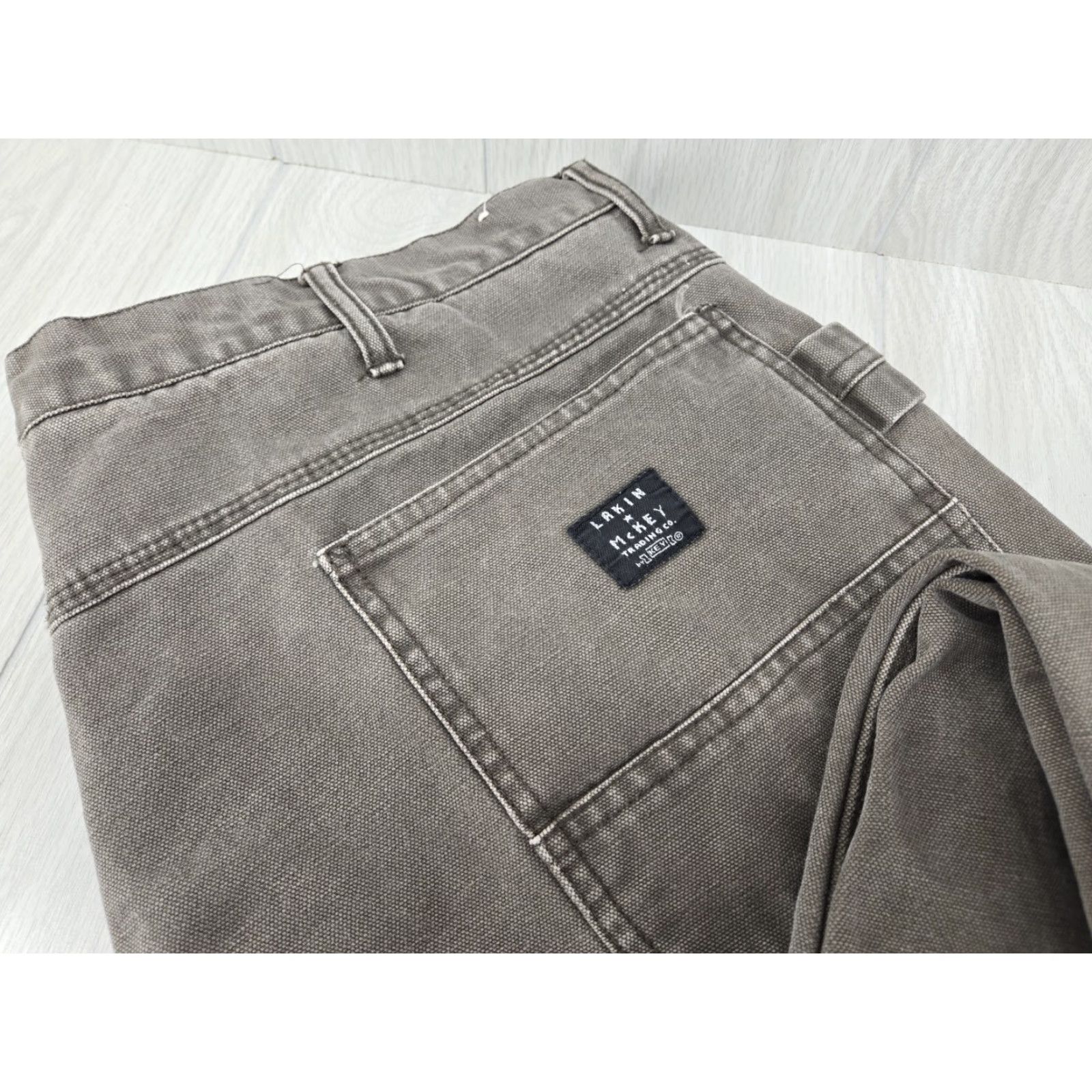 Vintage KEY Lakin & McKey Pants Mens 41x30 Double Knee Canvas Gray Carpenter Pants Mens 41x30 Gray Canvas 100% Cotton Regular Inseam 30 Size US 41 - 3 Thumbnail