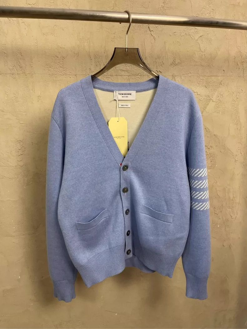 Thom Browne Thom Browne Sky Blue Wool Cardigan- dmc Size US M / EU 48-50 / 2 - 1 Thumbnail
