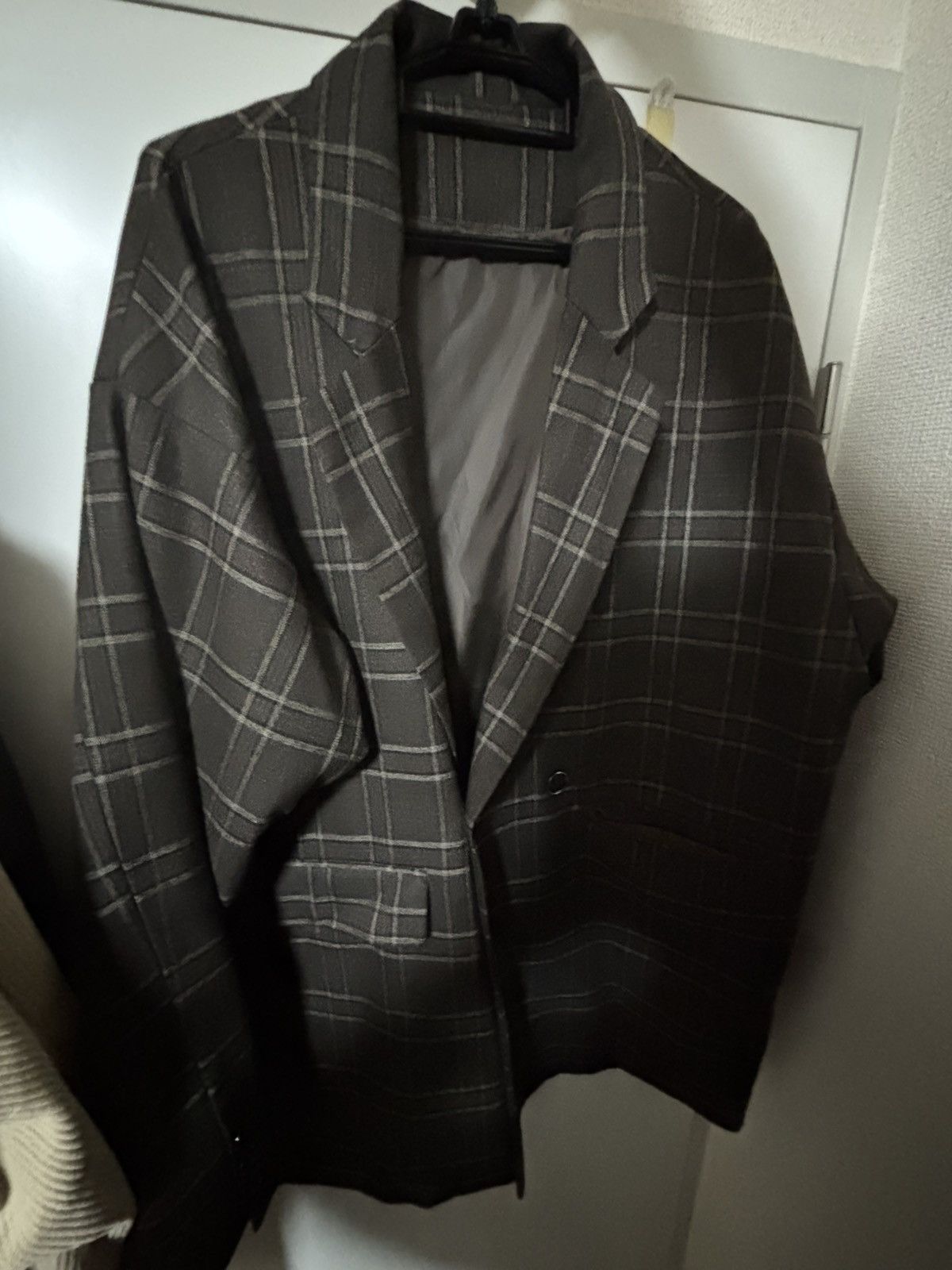 Other Oversized Plaid Tailored Jacket / Brown Check Size 40R - 2 Thumbnail