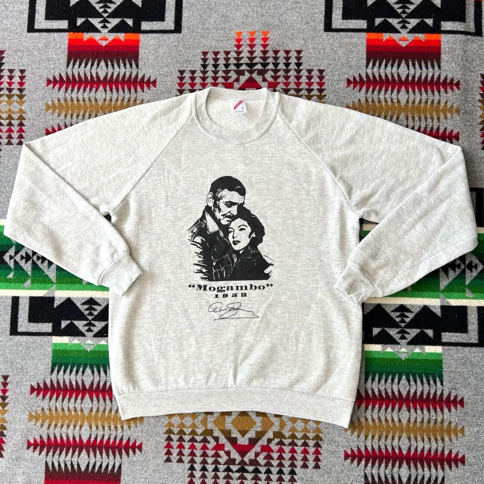 image of Clarks Vintage Mogambo Pullover Sweatshirt 80's Size Large Usa Clark Gable Ava Gardner in White