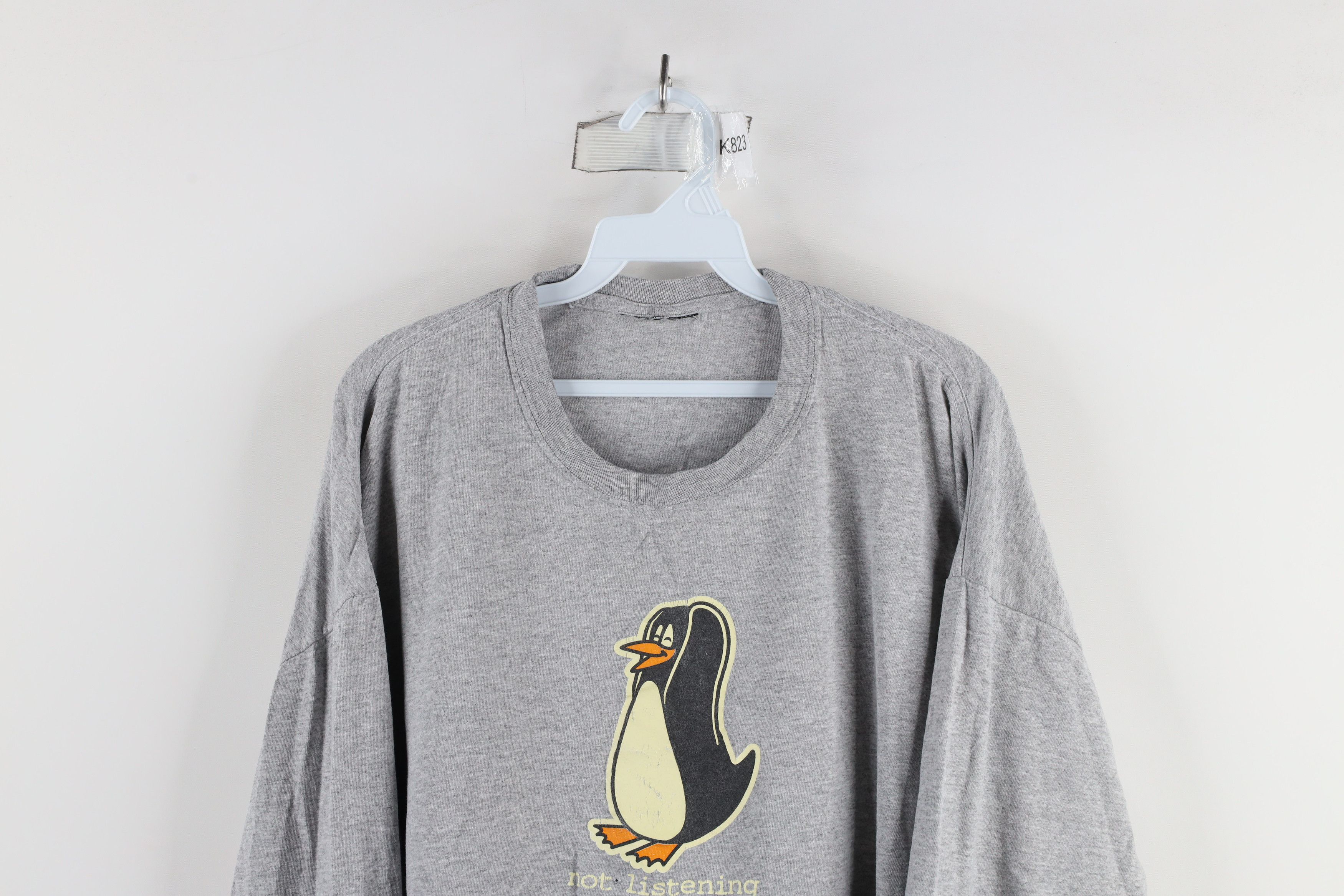 Vintage Vintage 90s Streetwear Penguin Long Sleeve T-Shirt Gray Size US XXL / EU 58 / 5 - 2 Thumbnail