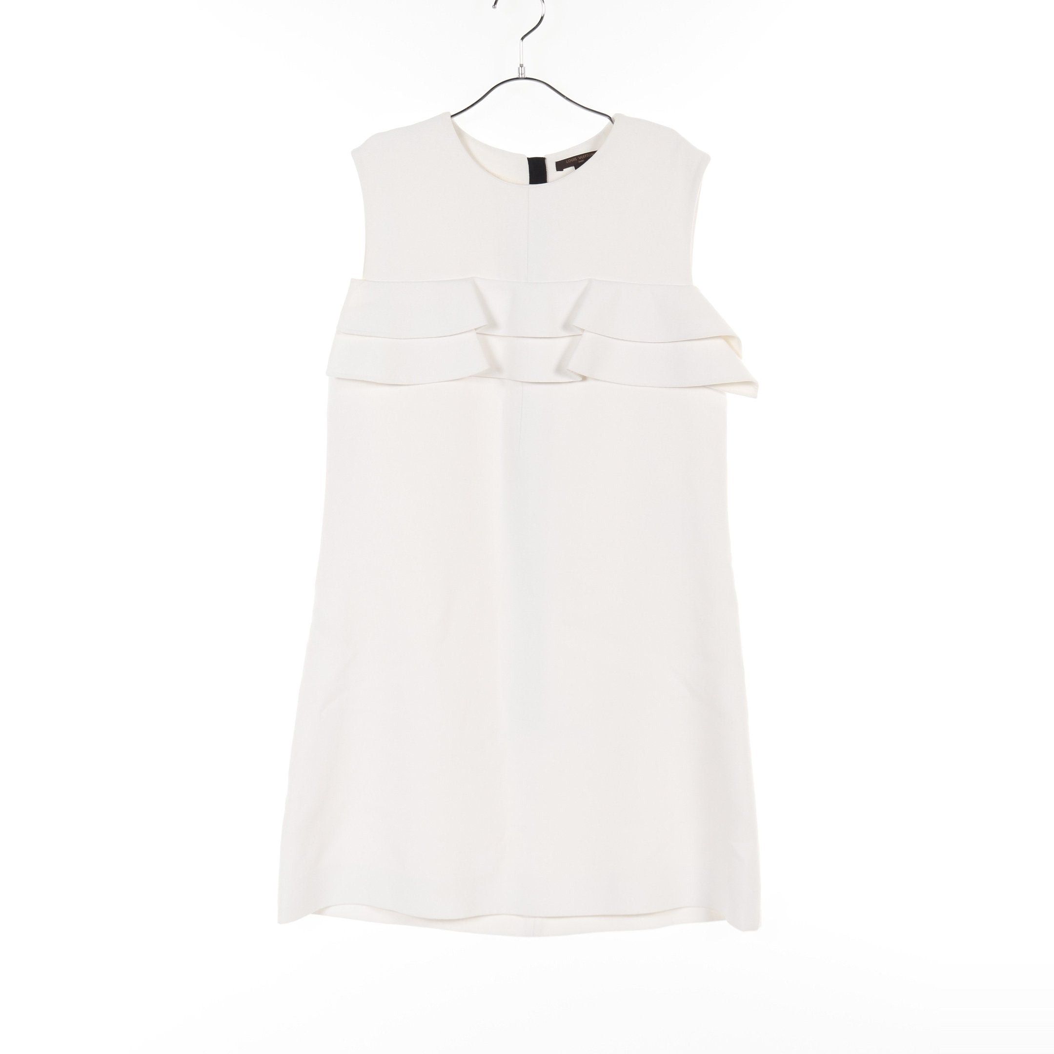Louis Vuitton Louis Vuitton One Piece No Sleeve Frill Rayon Silk White Size ONE SIZE - 1 Thumbnail