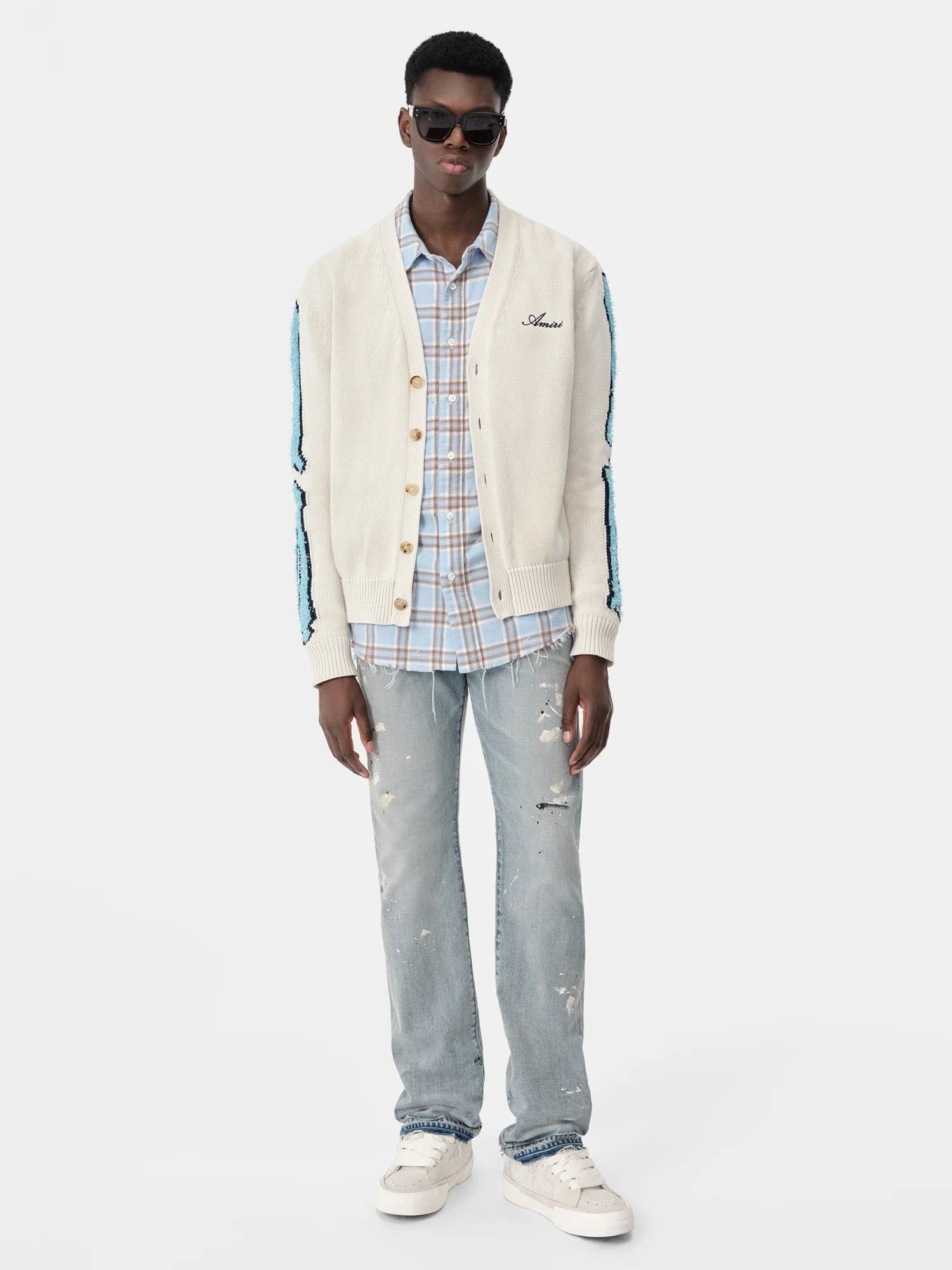 Amiri o1orln1025 Bones Cardigan in Ivory Size US XL / EU 56 / 4 - 2 Thumbnail