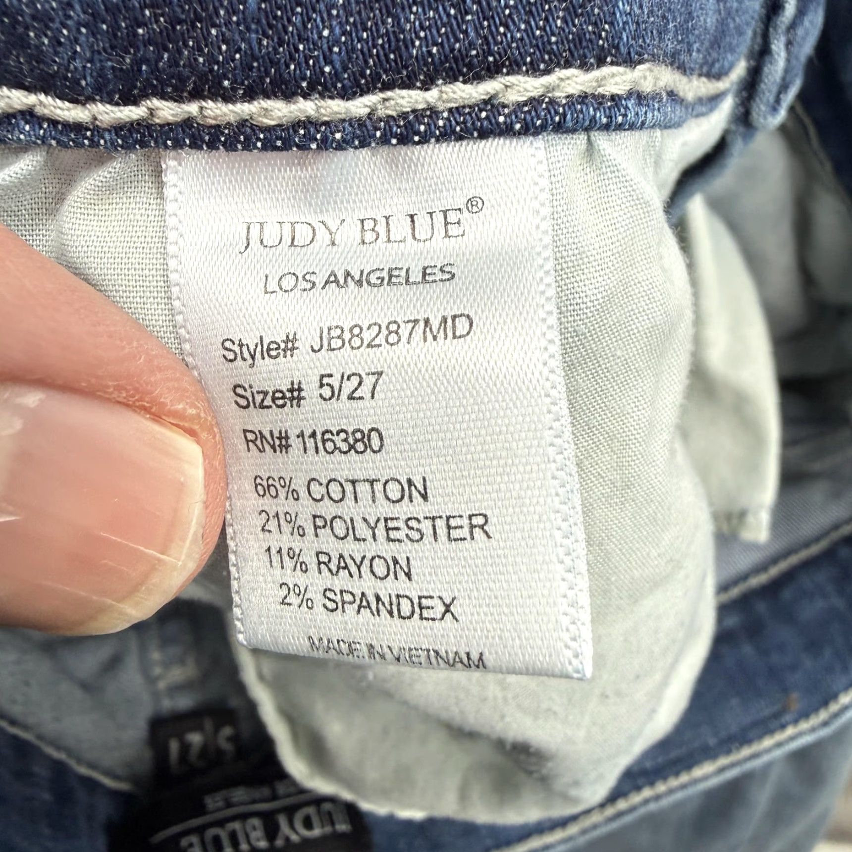 Vintage Judy Blue Jeans Womens 5/27 Blue Distressed Relaxed Straight High Rise 27x26 Denim Stretch 5-Pocket Jeans Size 27" / US 4 / IT 40 - 5 Thumbnail