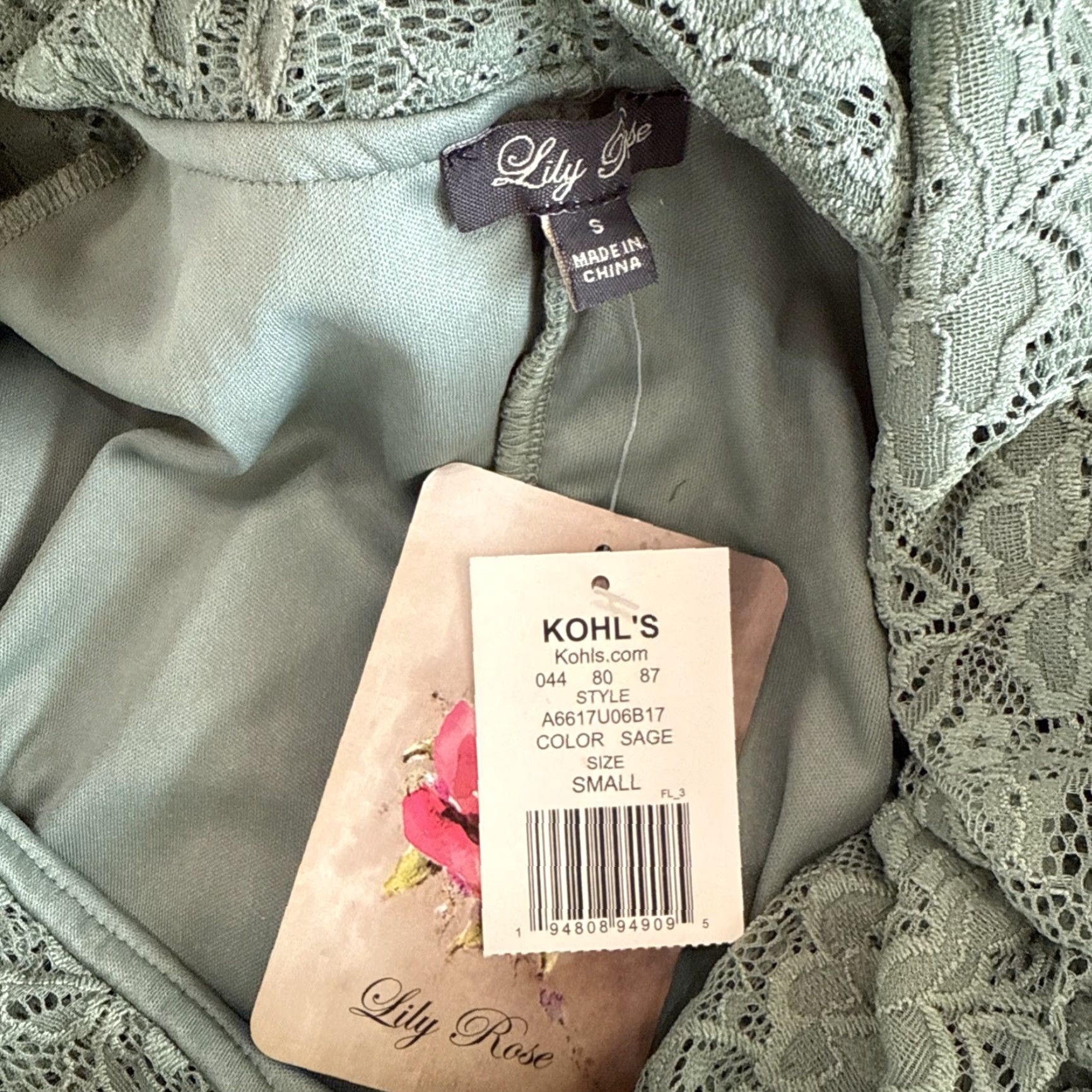 Vintage VINTAGE Lily Rose Women's Dress Bodycon Lace Off the Shoulder Knee Length Long Sleeve Small Green Size S / US 4 / IT 40 - 3 Thumbnail