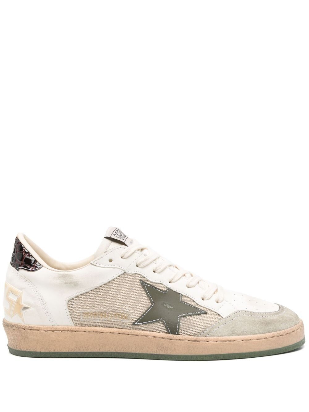 GOLDEN GOOSE Men's Ball Star Wht/Grn Lthr Sneakers New