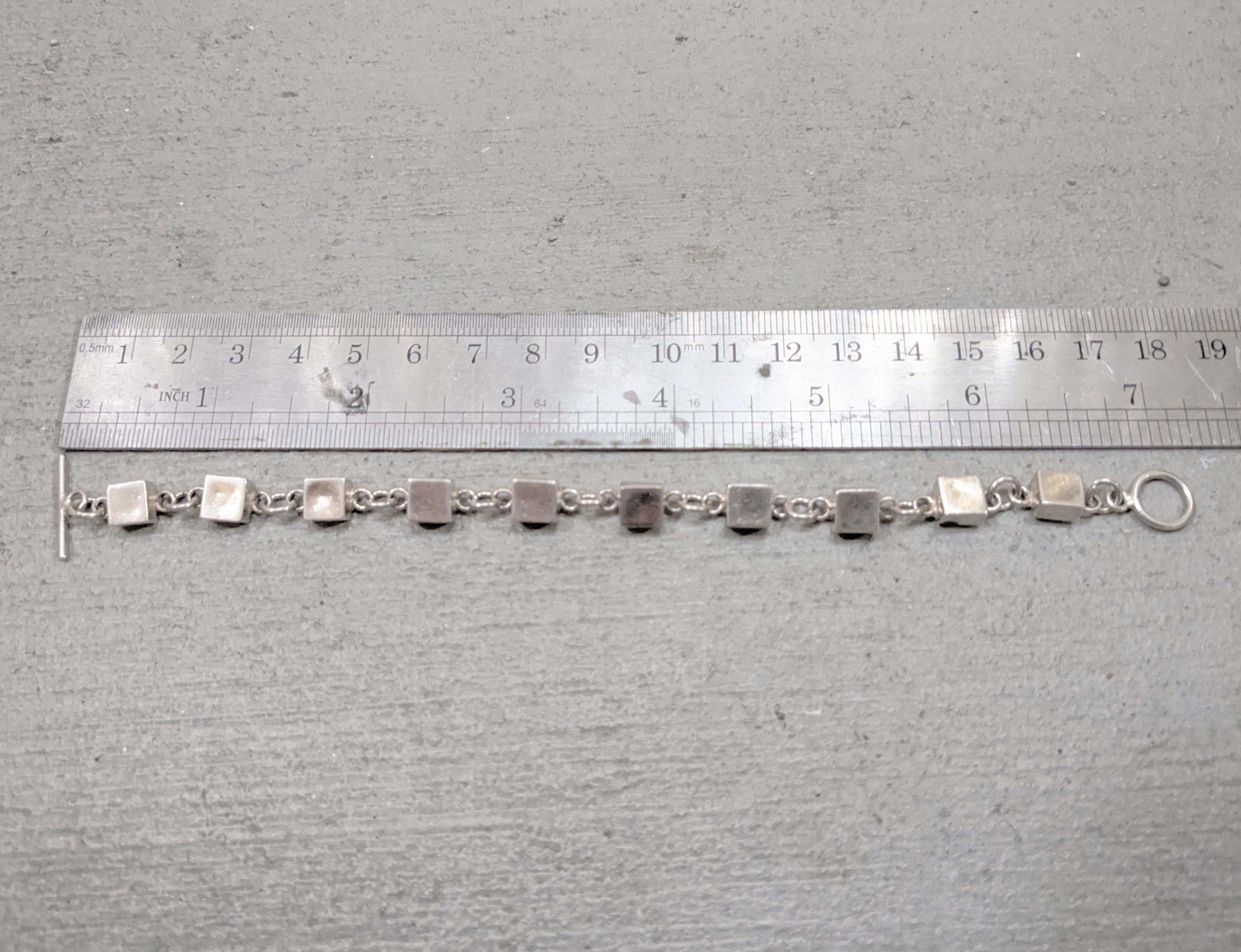 Other Vintage Sterling Silver Bracelet Square Chain Link Taxco Size ONE SIZE - 10 Thumbnail