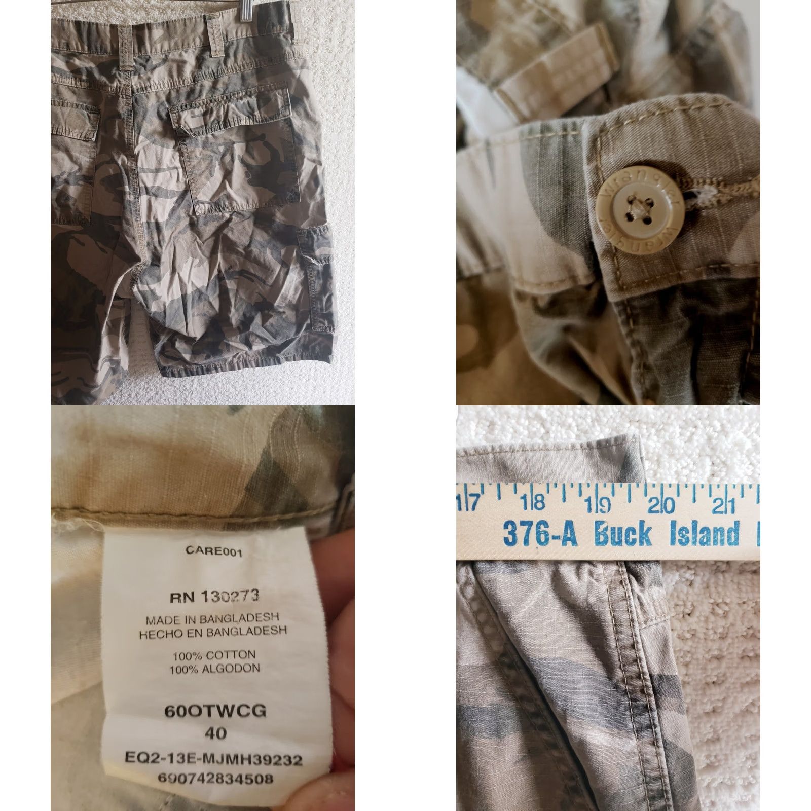Wrangler Wrangler Shorts Mens 40 Green Men Camo Cargo size Flat Front Camouflauge Size US 40 / EU 56 - 8 Thumbnail