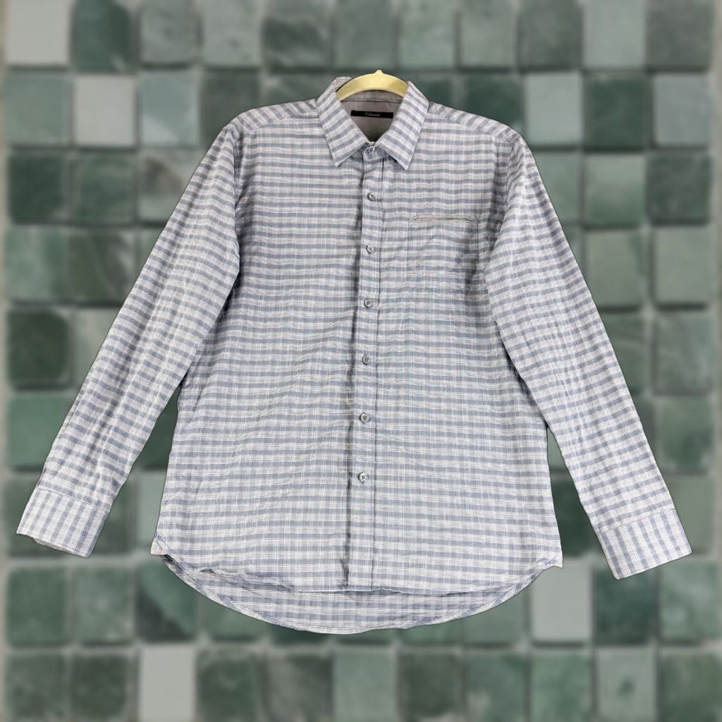 Vintage 7 Diamonds Button-Up Shirt Mens Medium Gray Check Print Long Sleeve 100% Cotton Size US M / EU 48-50 / 2 - 1 Thumbnail