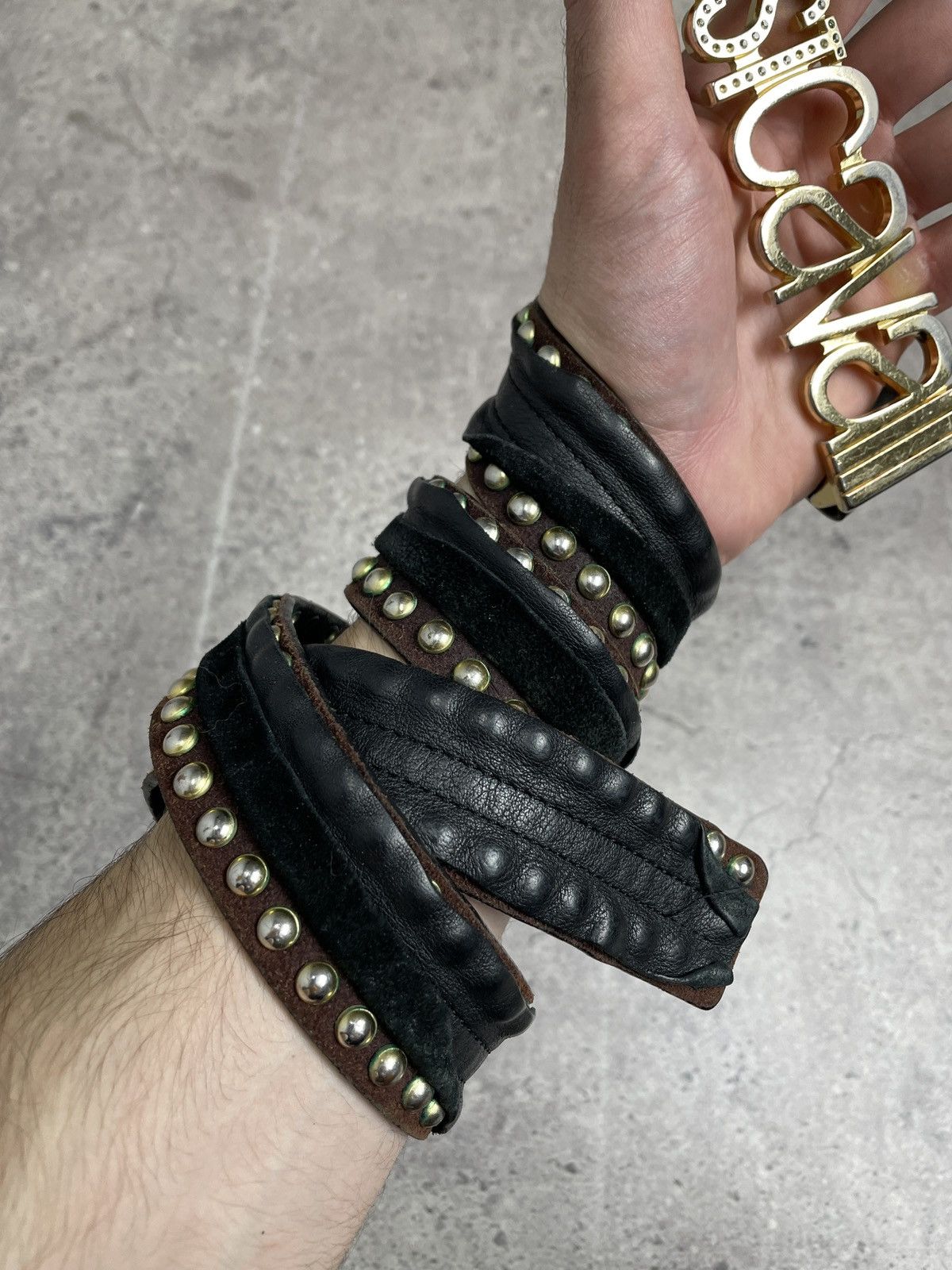 Roberto Cavalli Vintage Y2K Just Cavali Black Metal Leather Buckle Belt Size ONE SIZE - 5 Thumbnail