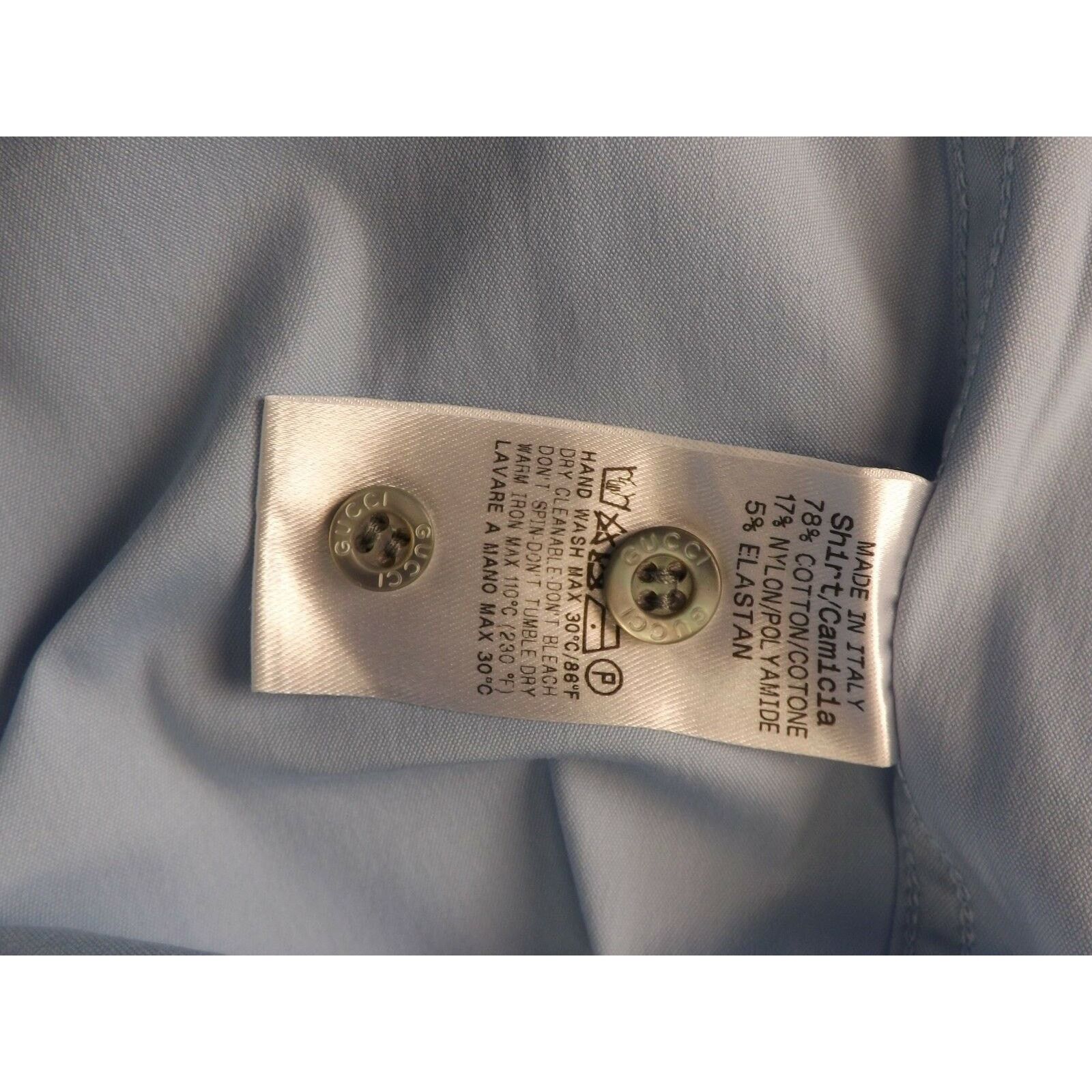 Gucci GUCCI BLUE STRETCH POPELINE COTTON SHIRT 17.5 44 # 269070 Size US S / EU 44-46 / 1 - 8 Thumbnail
