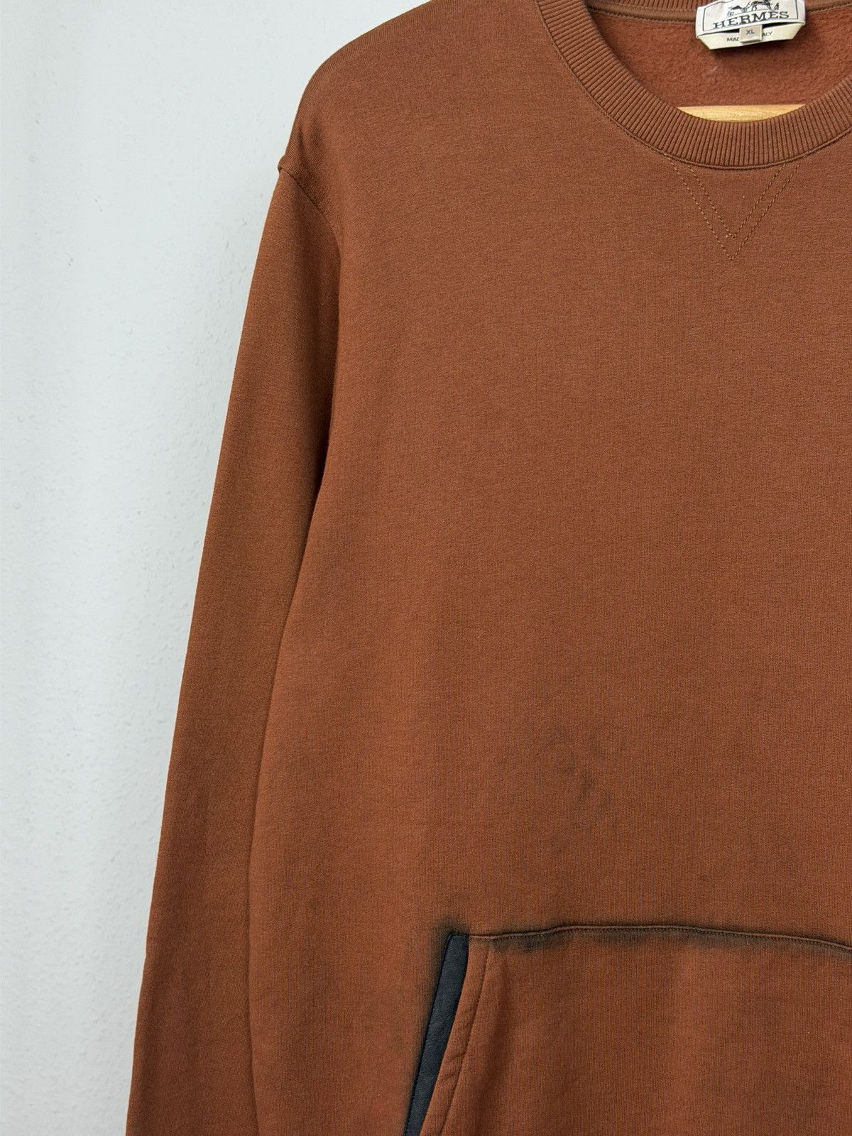 Hermes Hermès Brown Sweatshirt XL Front Pocket Long Sleeve Pullover Size US XL / EU 56 / 4 - 5 Thumbnail