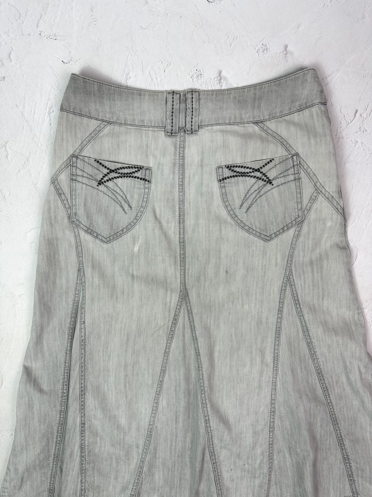 Beauty Beast × If Six Was Nine × Vintage Vintage Washed Grey Denim Flared Skirt Size 34" / US 12 / IT 48 - 7 Thumbnail