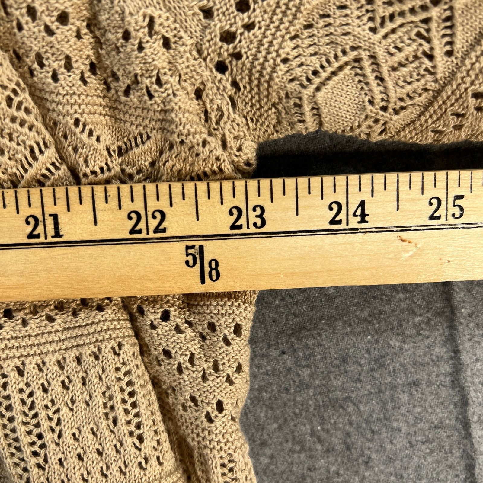 Other Joan Rivers Crochet Stripe Open Front Cardigan Khaki, Medium Size M / US 6-8 / IT 42-44 - 9 Thumbnail