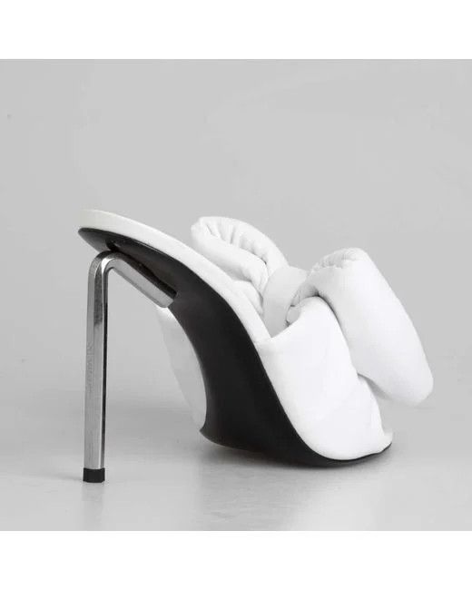 Off-White o1gr1nt1124 Nappa Bow High Allen Pointed Heels in White Size US 5 / IT 35 - 3 Thumbnail