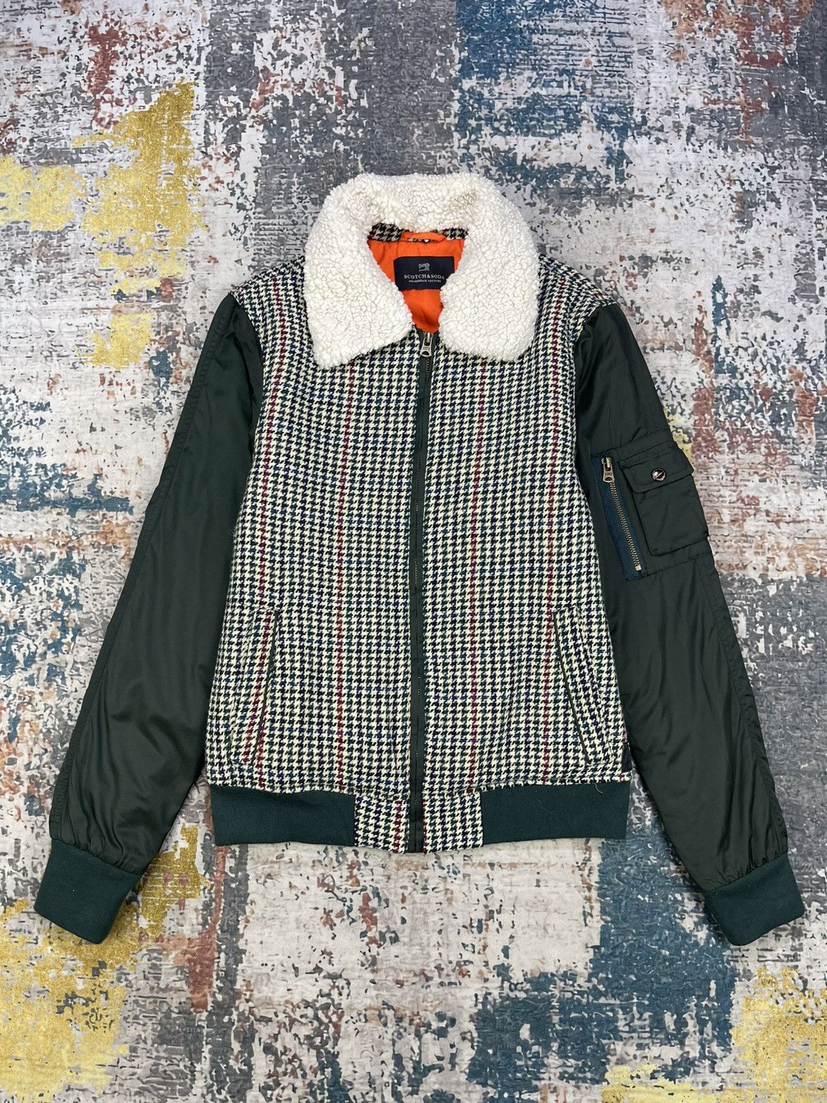 Scotch & Soda Scotch & Soda Houndstooth Boa Bomber Jacket Size US S / EU 44-46 / 1 - 1 Thumbnail