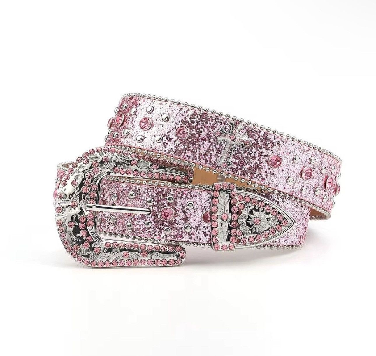 Other Rhinestone Gothic Punk Pink Skulls Cross Belt Size ONE SIZE - 5 Thumbnail